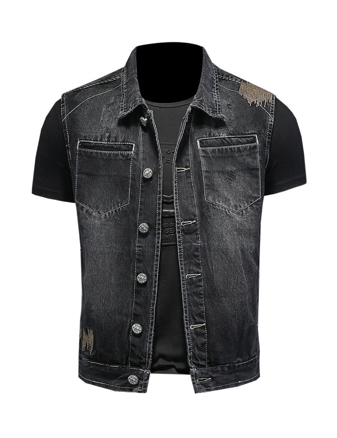 ERTY 6 - Sleeveless Jeans Jacket for Men - Sarman Fashion - Wholesale Clothing Fashion Brand for Men from Canada
