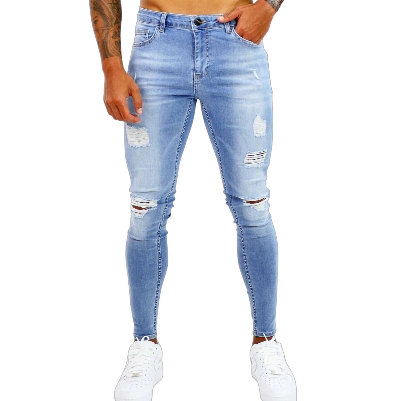 Exible - Light Blue Skinny Jeans for Men - Sarman Fashion - Wholesale Clothing Fashion Brand for Men from Canada