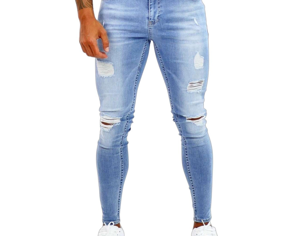Existence - Light Blue Skinny Jeans for Men (PRE-ORDER DISPATCH DATE 25 September 2024) - Sarman Fashion - Wholesale Clothing Fashion Brand for Men from Canada