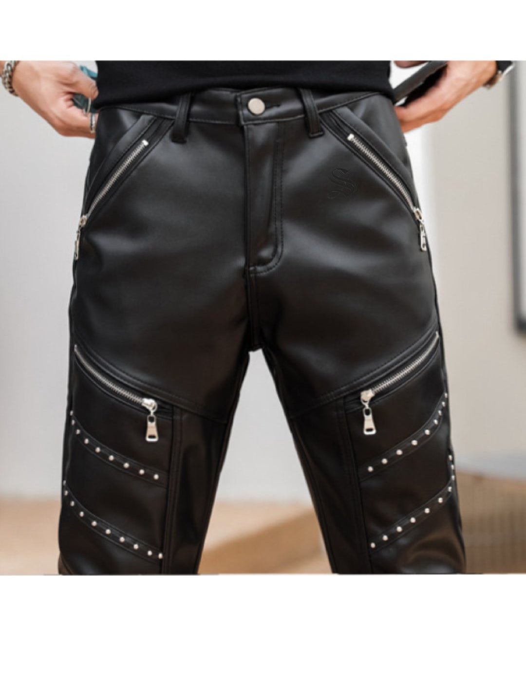 Exulibilous - Black Pu-Leather Pant’s for Men - Sarman Fashion - Wholesale Clothing Fashion Brand for Men from Canada