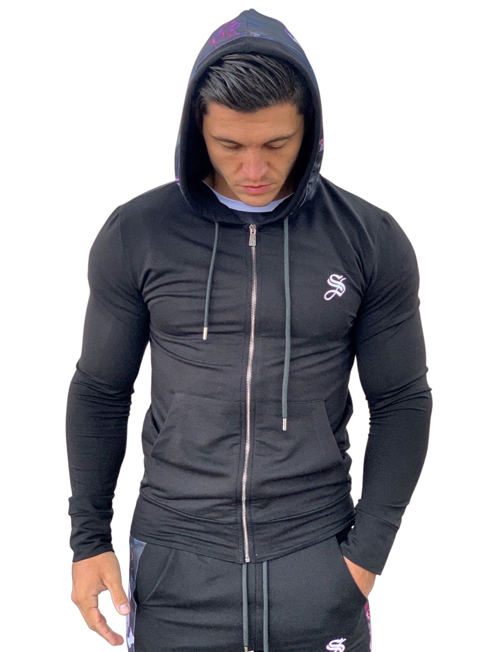 Fate - Black/Flowers Hoodie for Men - Sarman Fashion - Wholesale Clothing Fashion Brand for Men from Canada