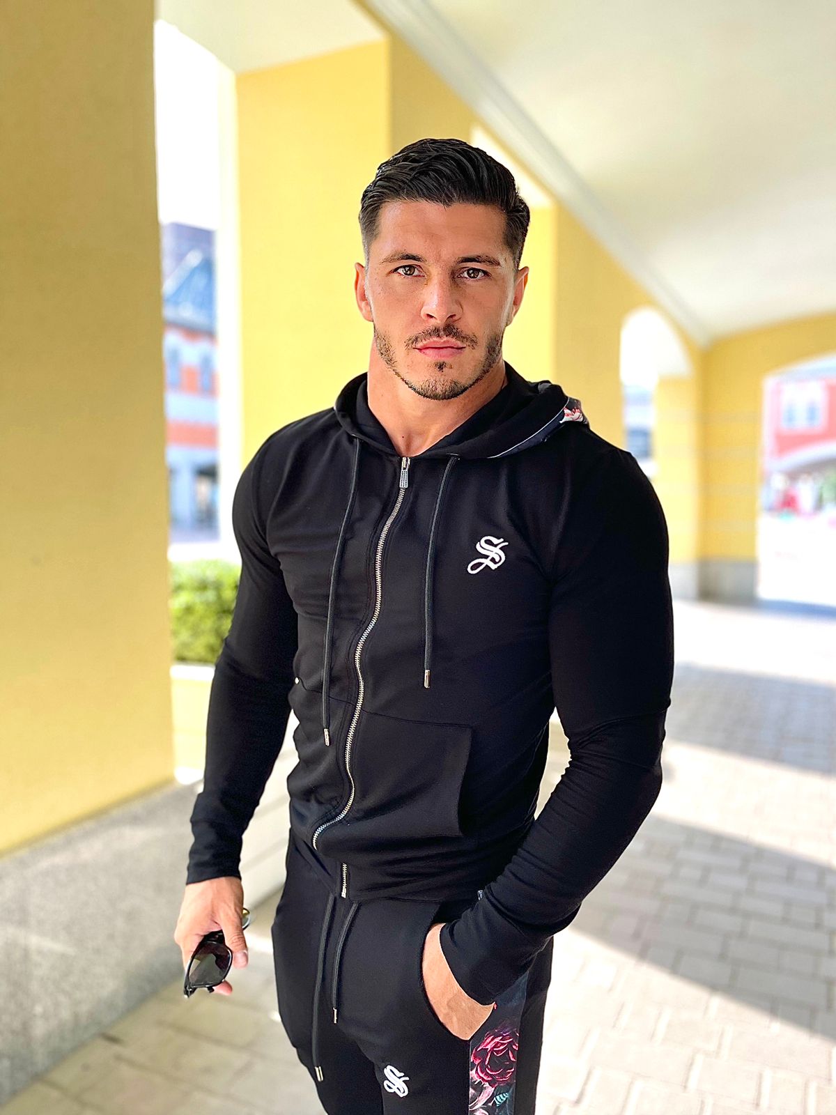 Fate - Black/Flowers Hoodie for Men - Sarman Fashion - Wholesale Clothing Fashion Brand for Men from Canada