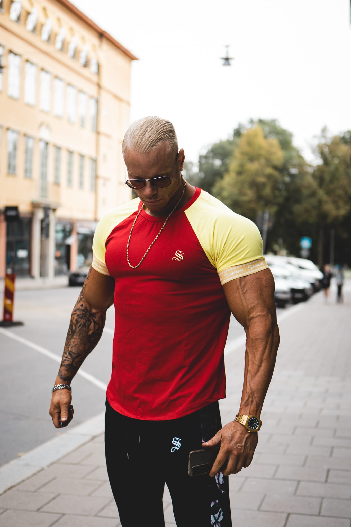 Fernando - Red/Yellow T-Shirt for Men - Sarman Fashion - Wholesale Clothing Fashion Brand for Men from Canada