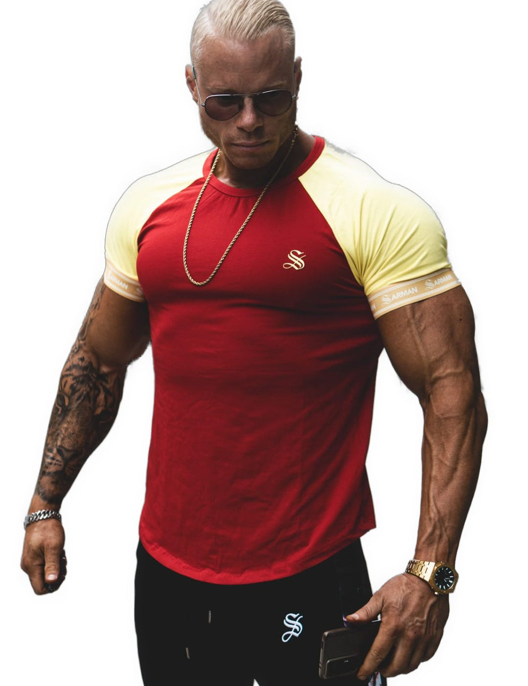 Fernando - Red/Yellow T-Shirt for Men - Sarman Fashion - Wholesale Clothing Fashion Brand for Men from Canada