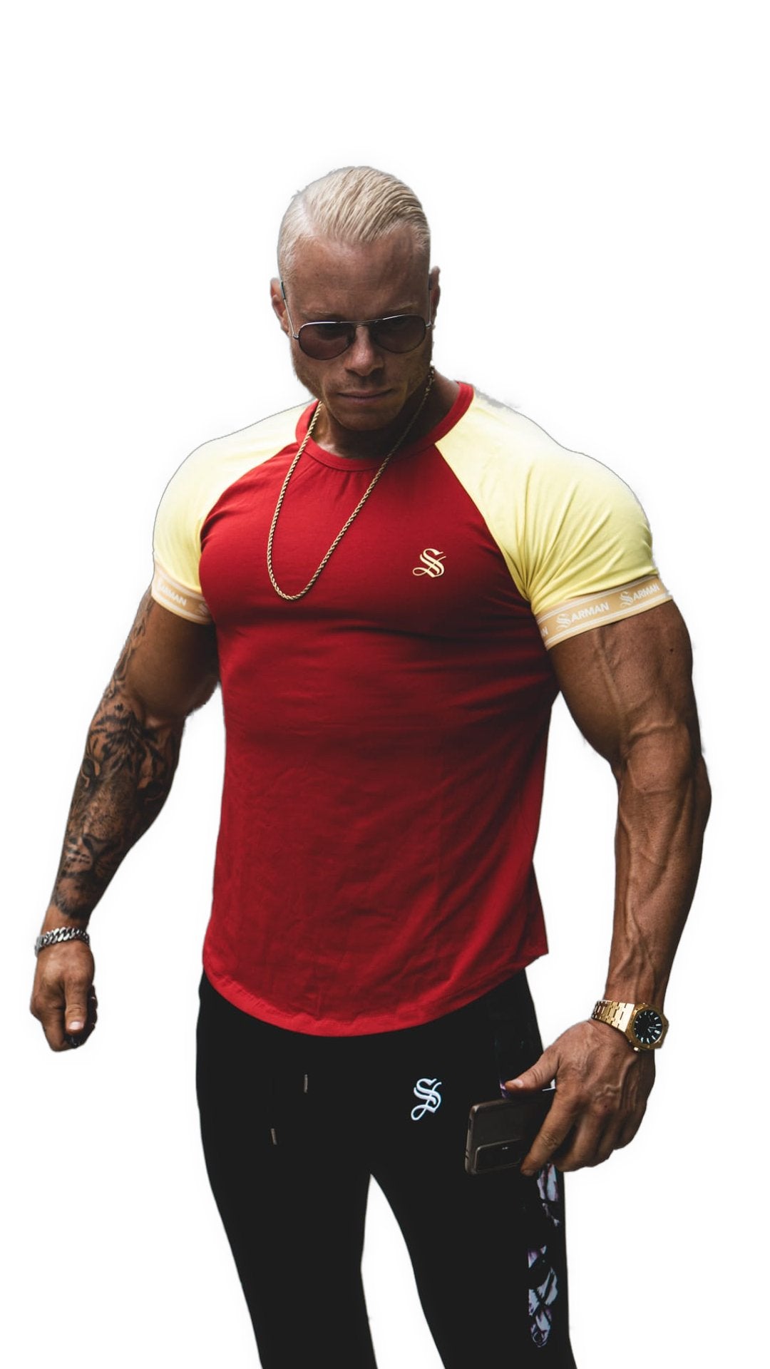 Fernando - Red/Yellow T-Shirt for Men - Sarman Fashion - Wholesale Clothing Fashion Brand for Men from Canada