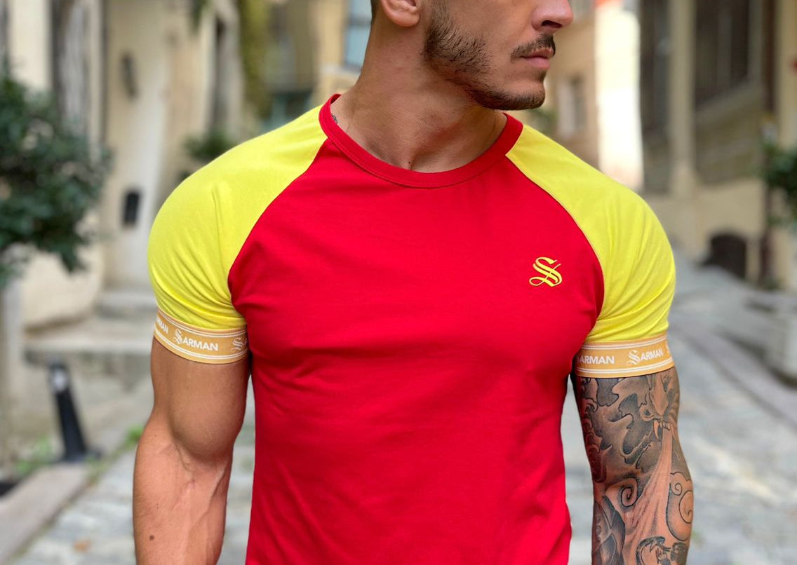 Fernando - Red/Yellow T-Shirt for Men (PRE-ORDER DISPATCH DATE 25 DECEMBER 2021) - Sarman Fashion - Wholesale Clothing Fashion Brand for Men from Canada