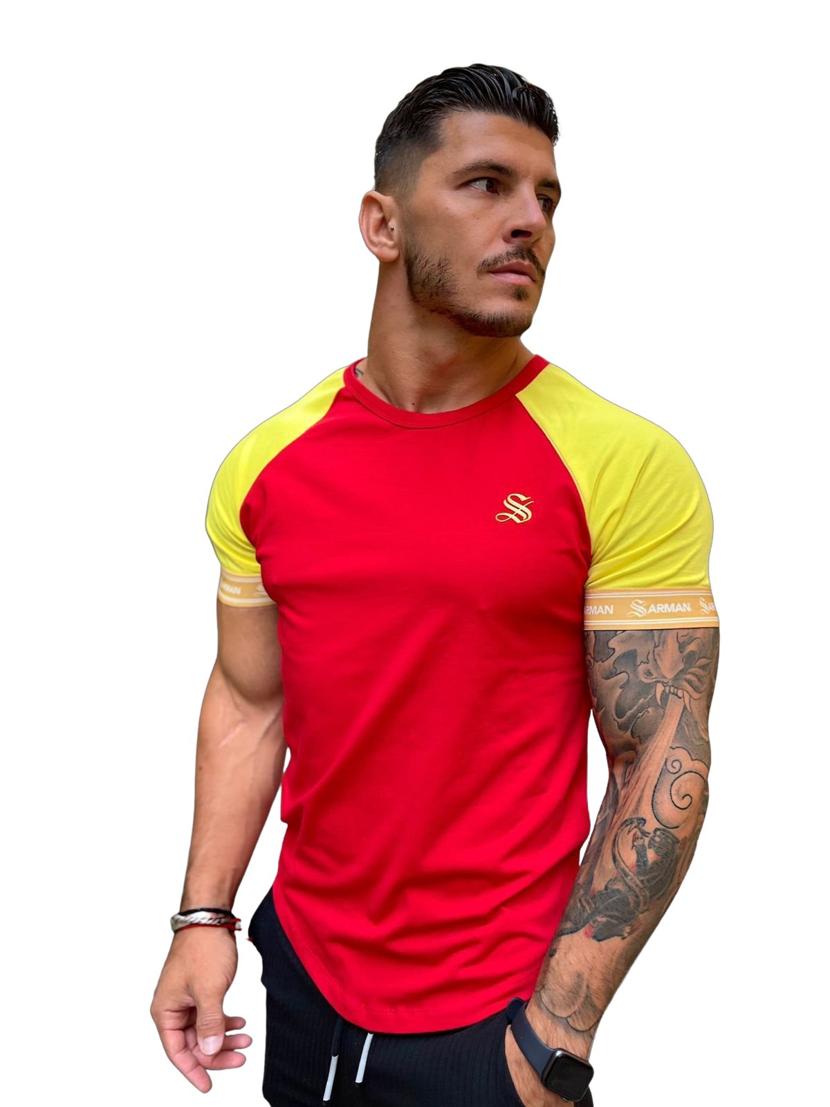 Fernando - Red/Yellow T-Shirt for Men (PRE-ORDER DISPATCH DATE 25 DECEMBER 2021) - Sarman Fashion - Wholesale Clothing Fashion Brand for Men from Canada