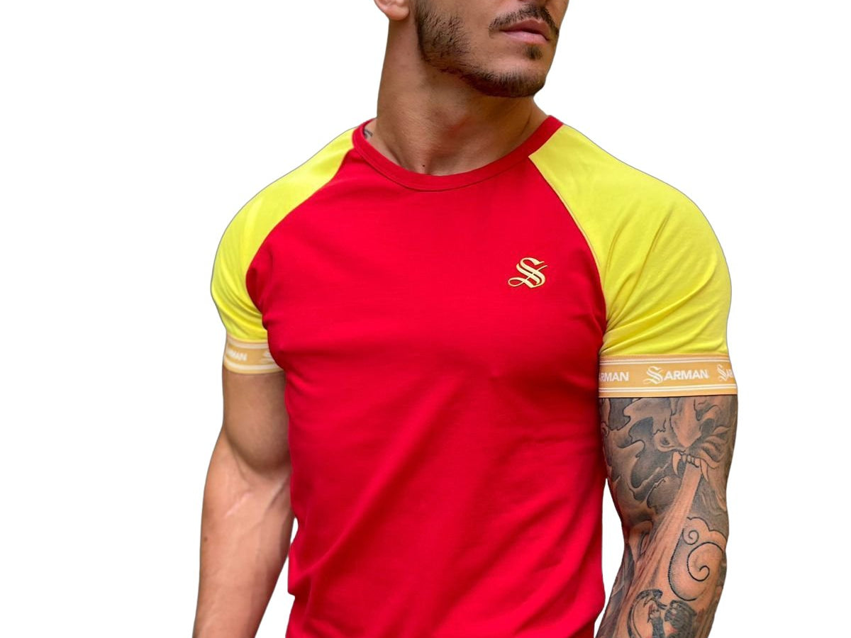 Fernando - Red/Yellow T-Shirt for Men (PRE-ORDER DISPATCH DATE 25 DECEMBER 2021) - Sarman Fashion - Wholesale Clothing Fashion Brand for Men from Canada