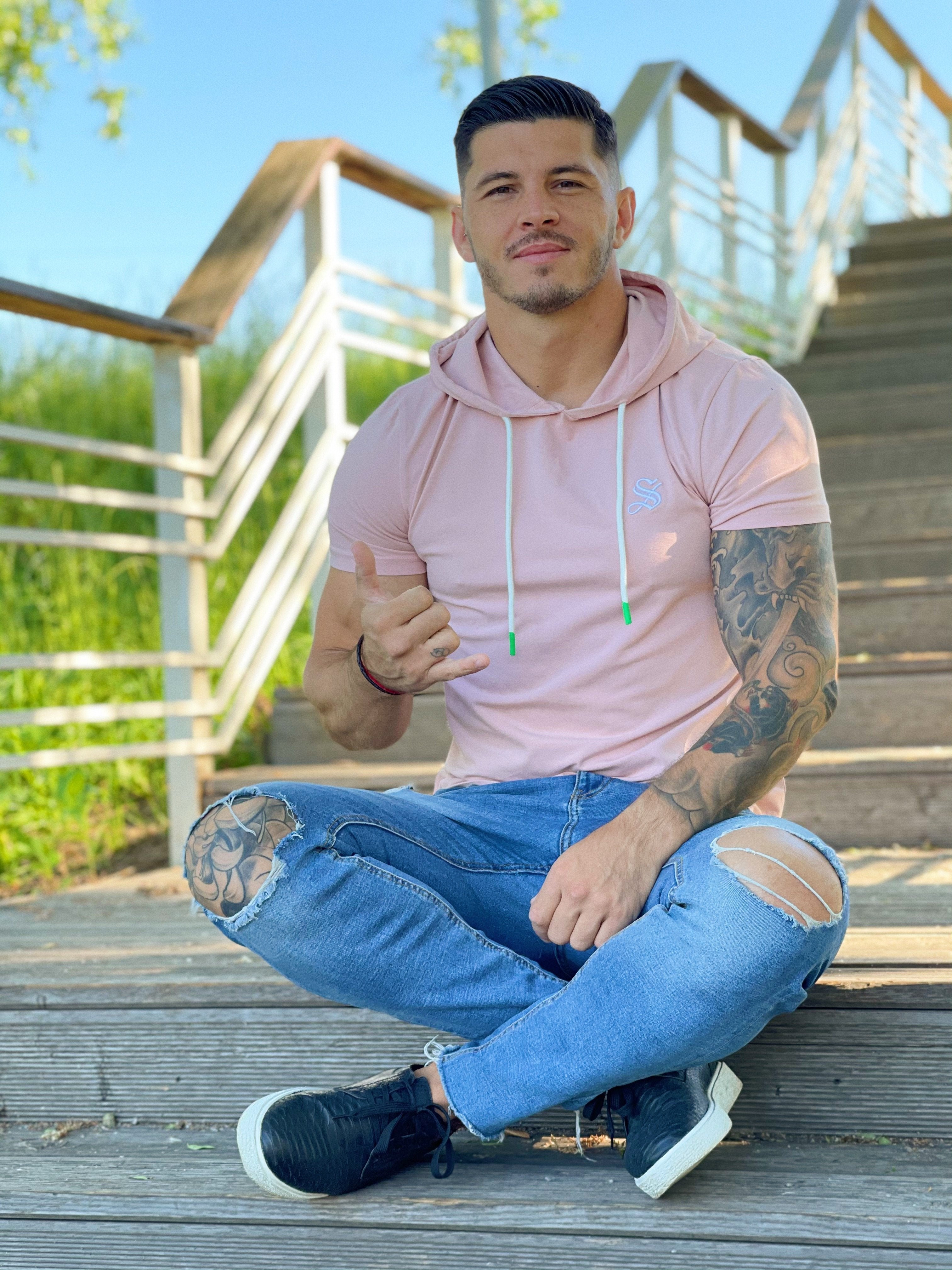 Flamingo - Pink T-shirt for Men - Sarman Fashion - Wholesale Clothing Fashion Brand for Men from Canada