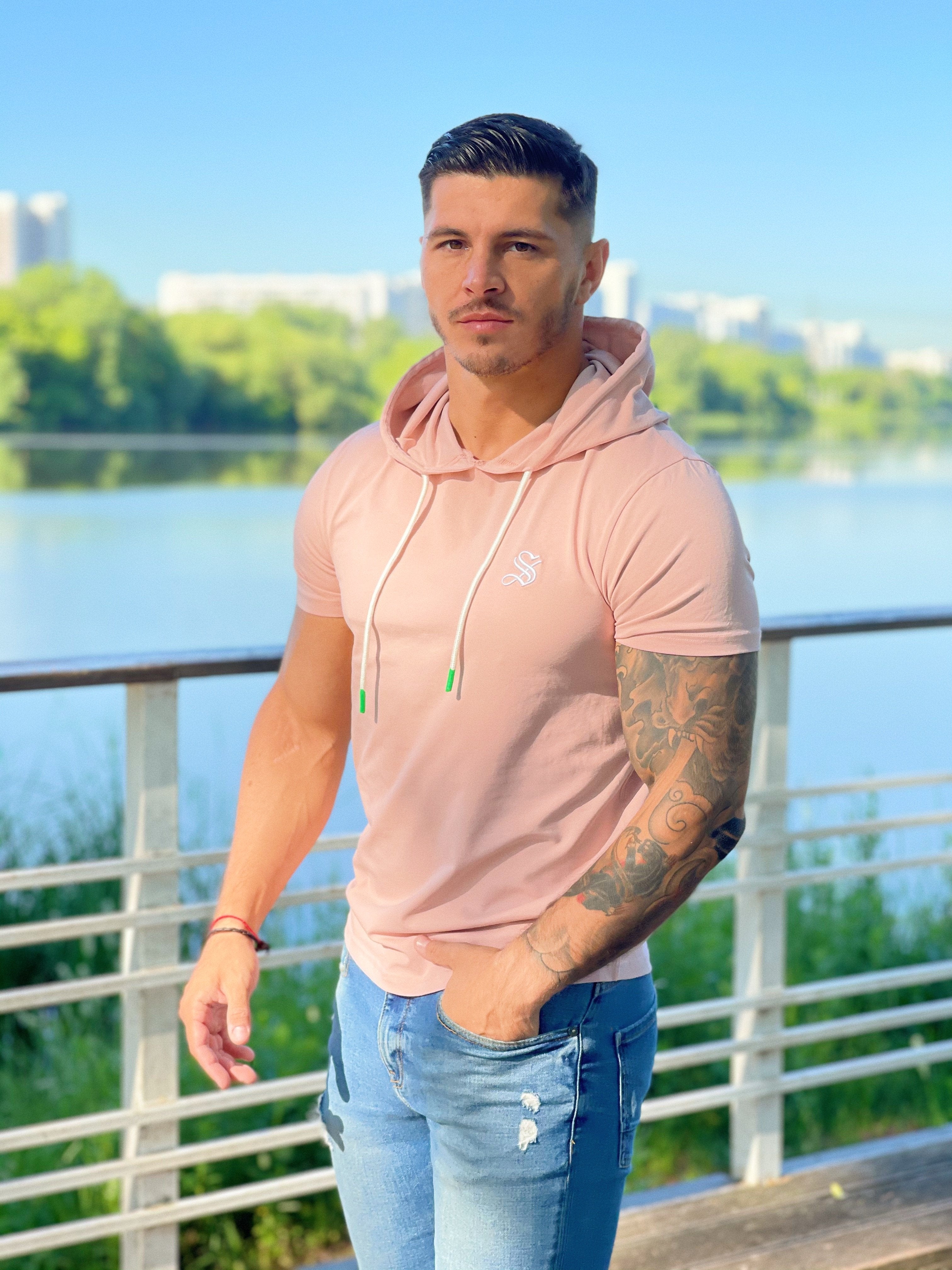 Flamingo - Pink T-shirt for Men - Sarman Fashion - Wholesale Clothing Fashion Brand for Men from Canada