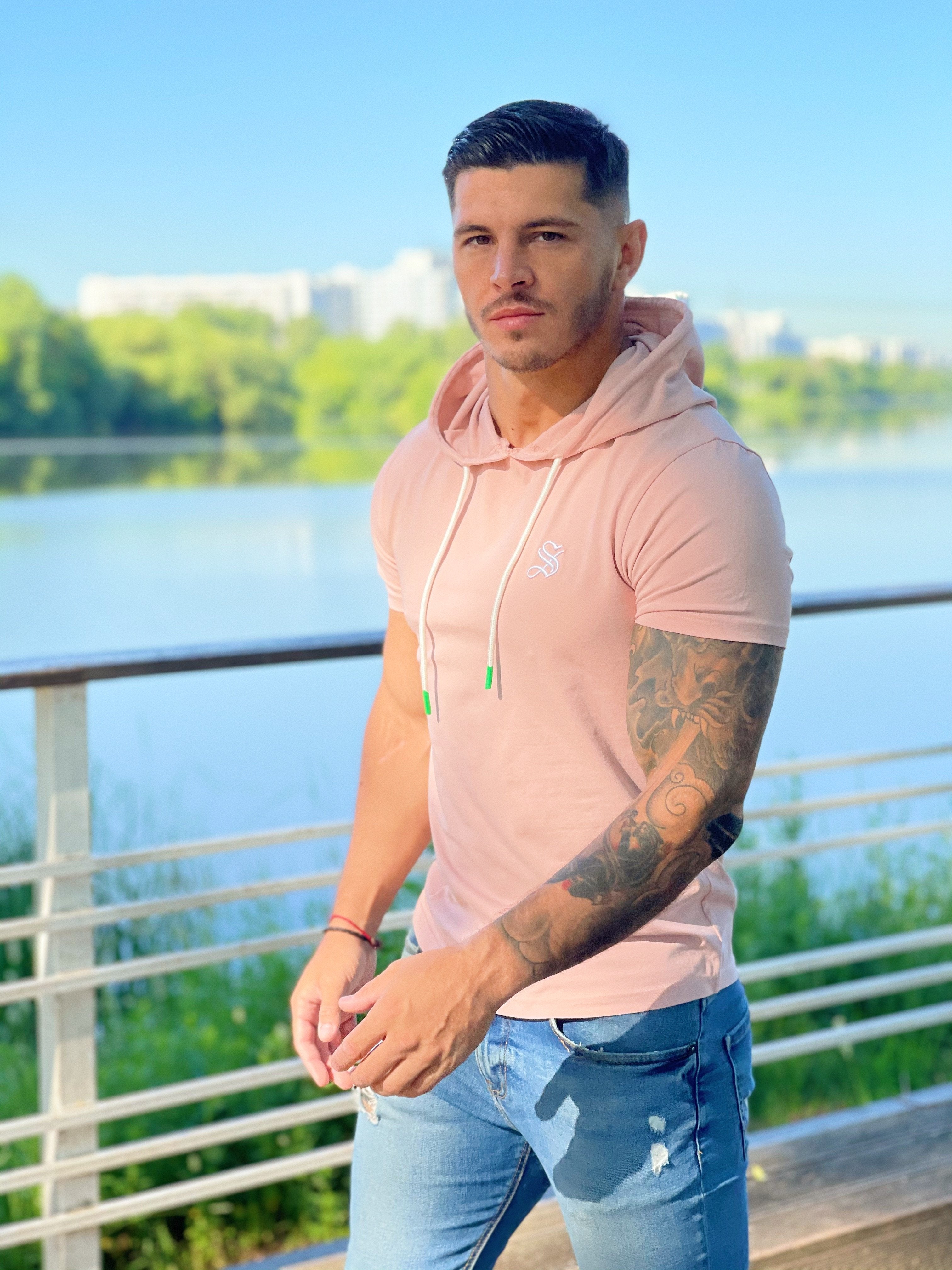 Flamingo - Pink T-shirt for Men - Sarman Fashion - Wholesale Clothing Fashion Brand for Men from Canada