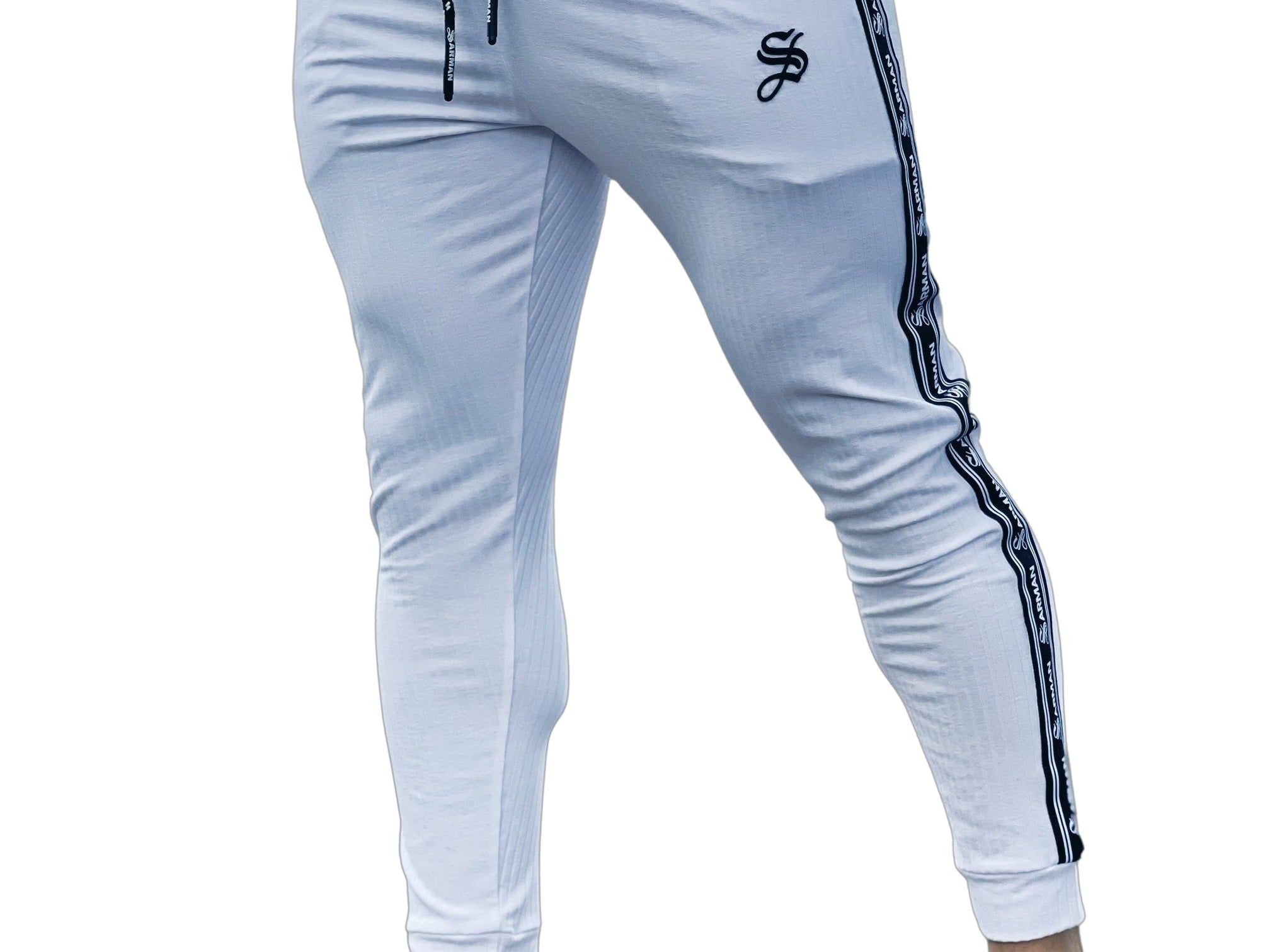 FlyBall - White Joggers for Men - Sarman Fashion - Wholesale Clothing Fashion Brand for Men from Canada