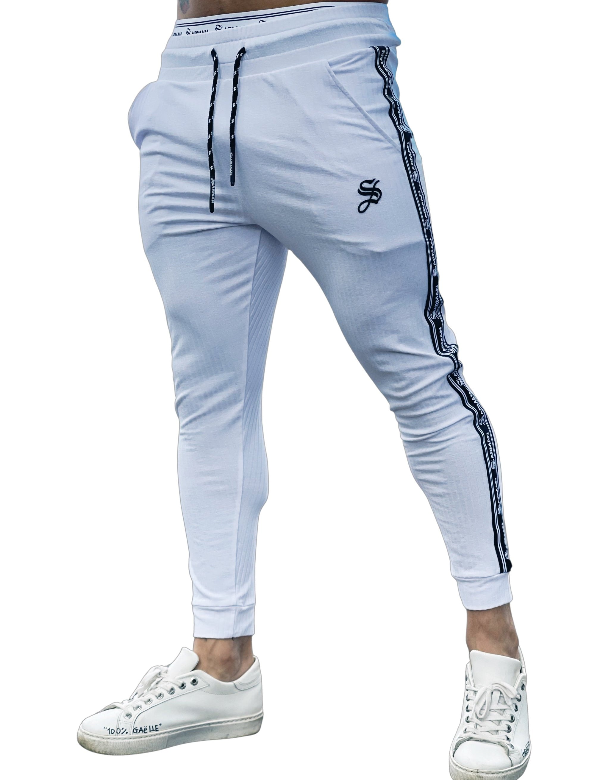 FlyBall - White Joggers for Men - Sarman Fashion - Wholesale Clothing Fashion Brand for Men from Canada