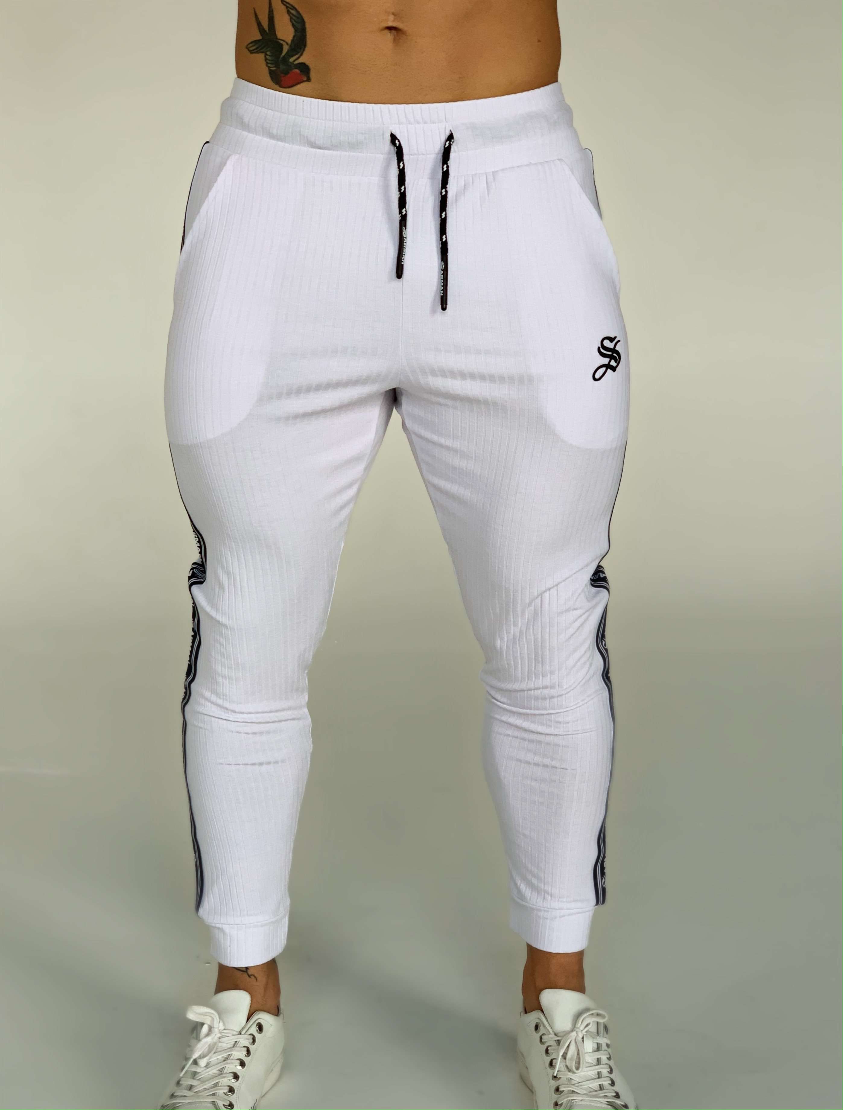 FlyBall - White Joggers for Men (PRE-ORDER DISPATCH DATE 1 JUIN 2021) - Sarman Fashion - Wholesale Clothing Fashion Brand for Men from Canada