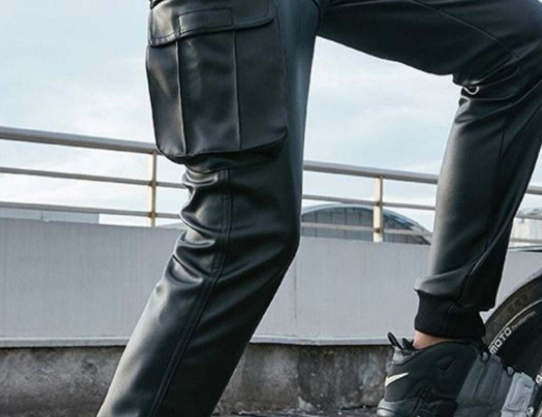 FRTU - Black Pu-Leather Pant’s for Men - Sarman Fashion - Wholesale Clothing Fashion Brand for Men from Canada