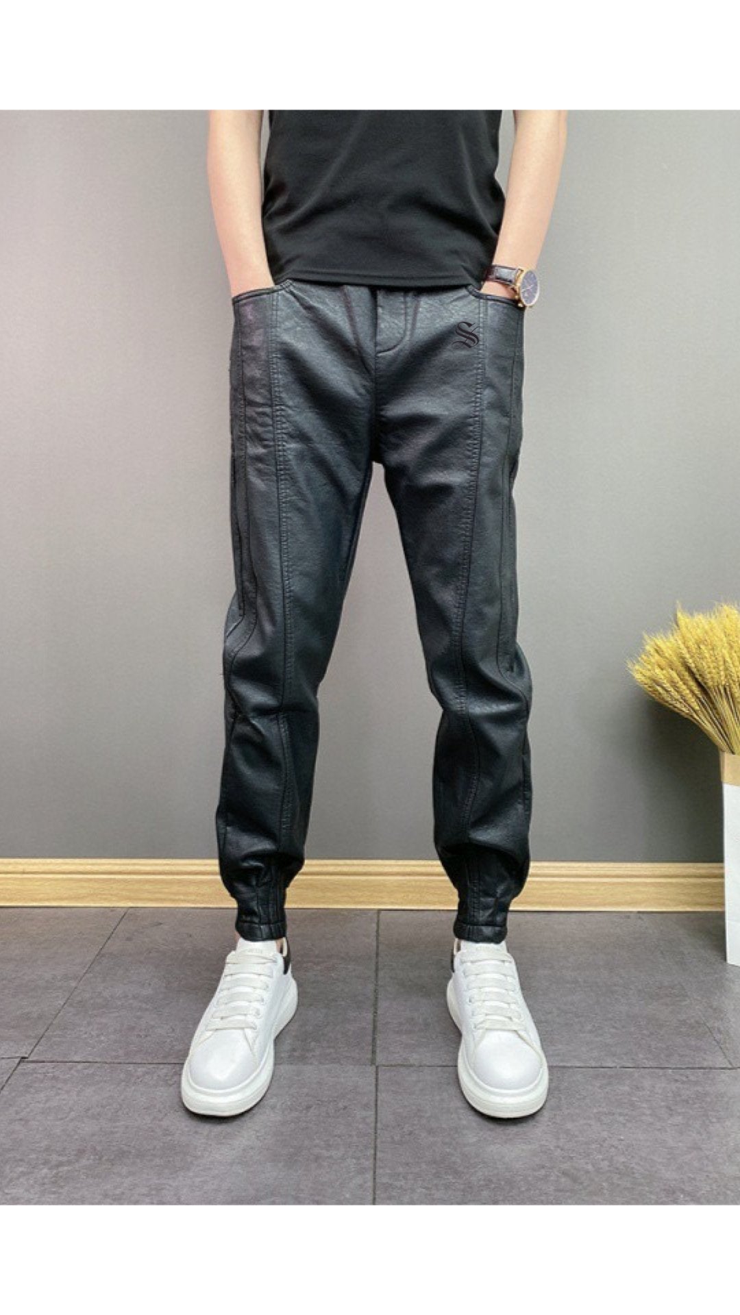 FTEW - Black Pu-Leather Pant’s for Men - Sarman Fashion - Wholesale Clothing Fashion Brand for Men from Canada