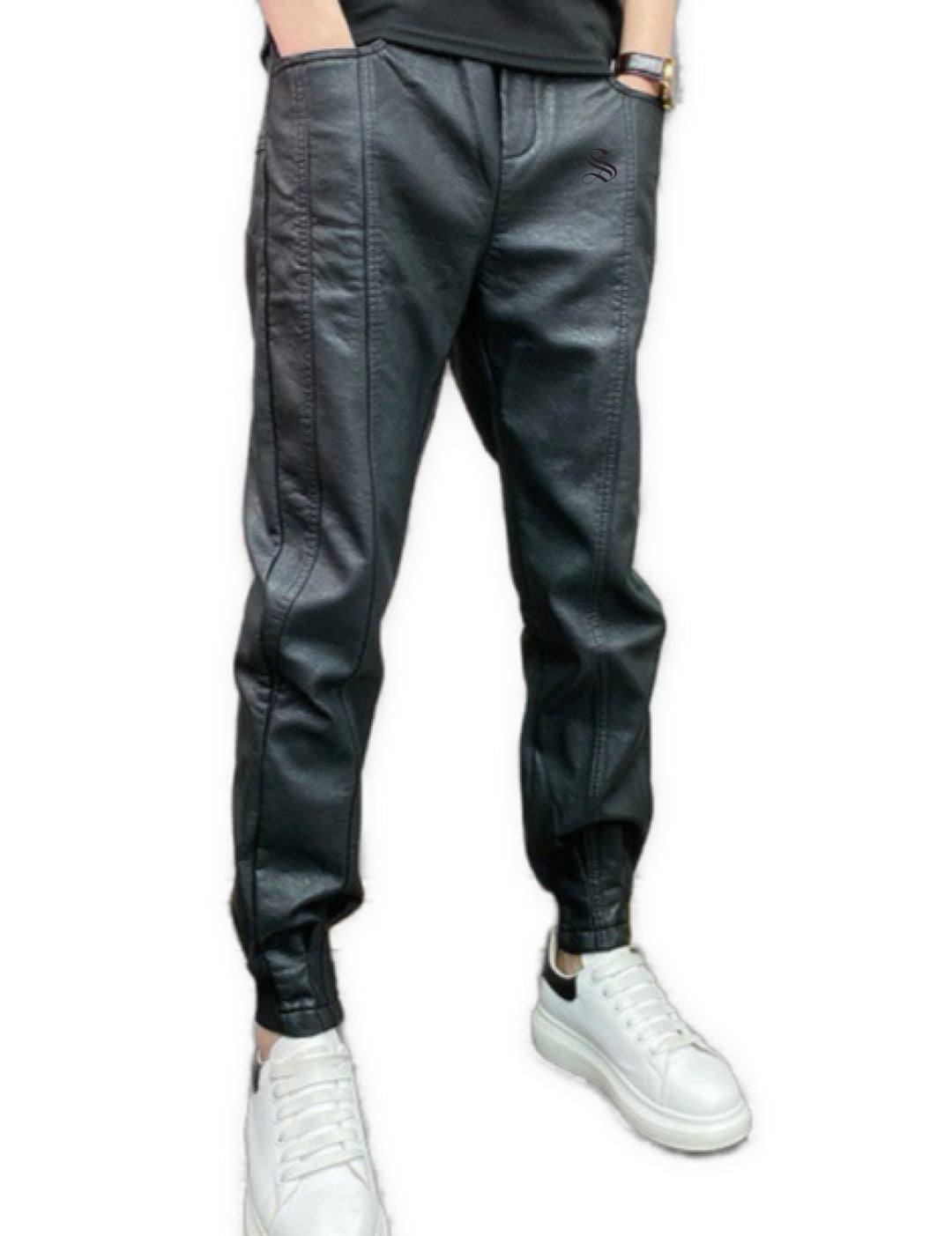 FTEW - Black Pu-Leather Pant’s for Men - Sarman Fashion - Wholesale Clothing Fashion Brand for Men from Canada