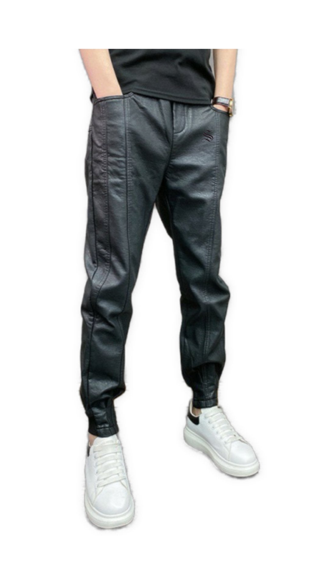 FTEW - Black Pu-Leather Pant’s for Men - Sarman Fashion - Wholesale Clothing Fashion Brand for Men from Canada