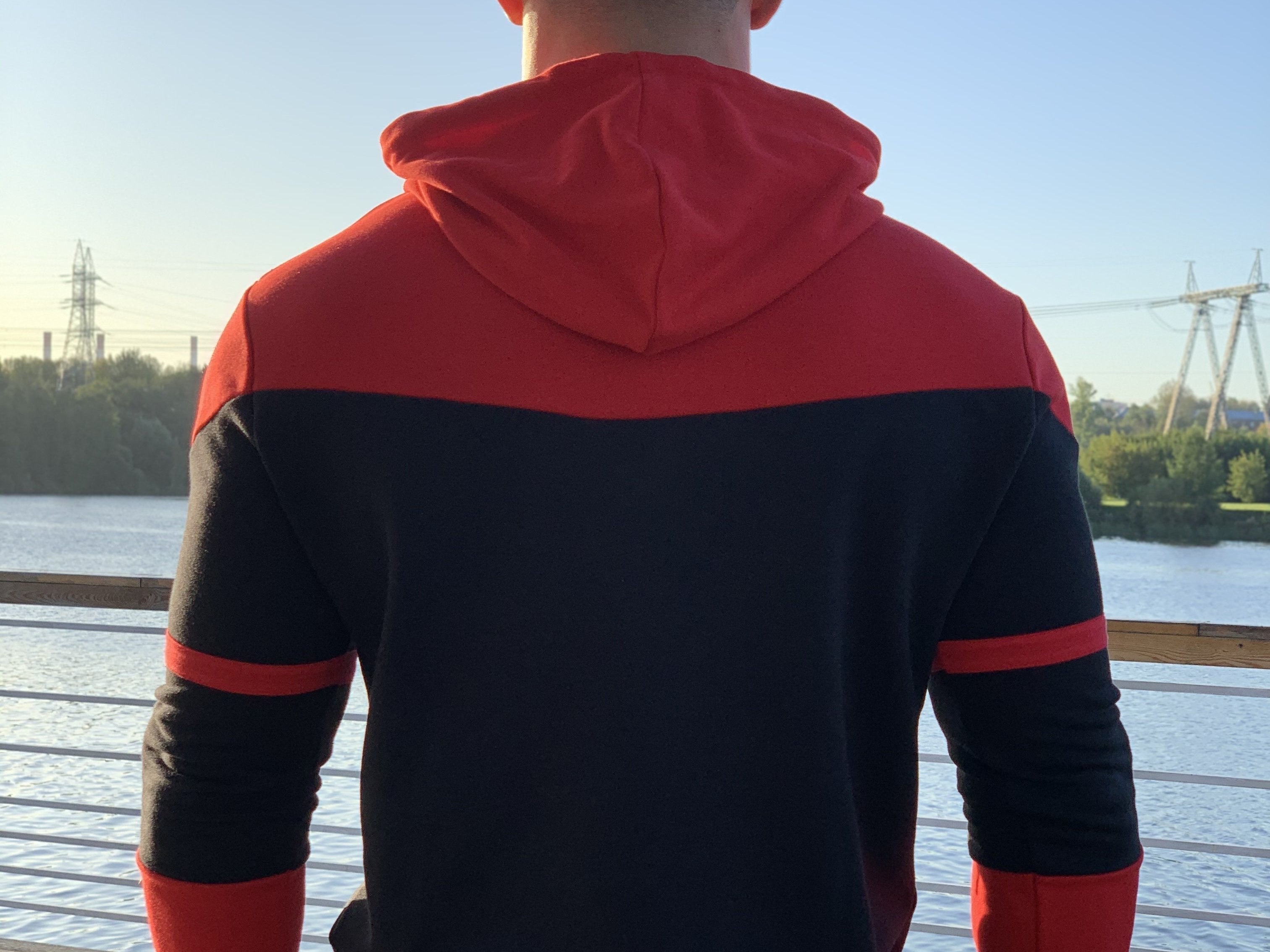 Futurity - Black/Red Hoodie for Men (PRE-ORDER DISPATCH DATE 25 September 2024) - Sarman Fashion - Wholesale Clothing Fashion Brand for Men from Canada