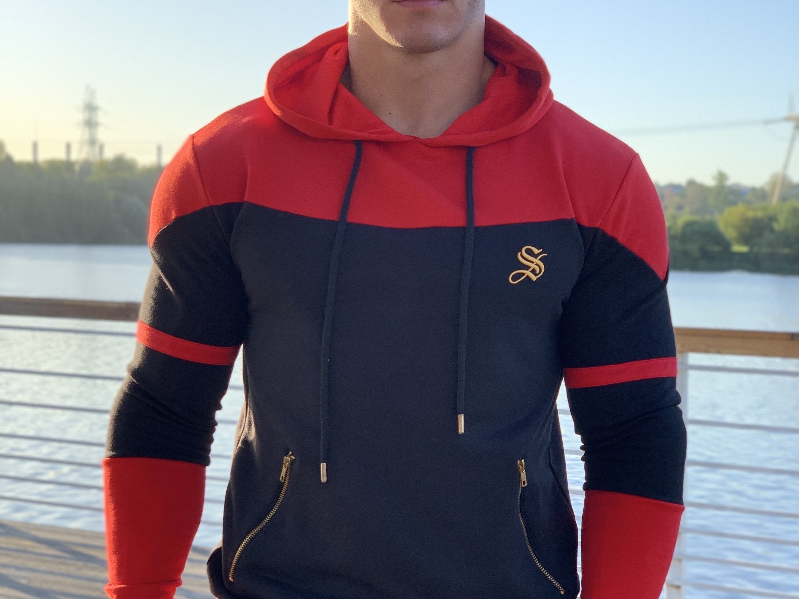 Futurity - Black/Red Hoodie for Men (PRE-ORDER DISPATCH DATE 25 September 2024) - Sarman Fashion - Wholesale Clothing Fashion Brand for Men from Canada