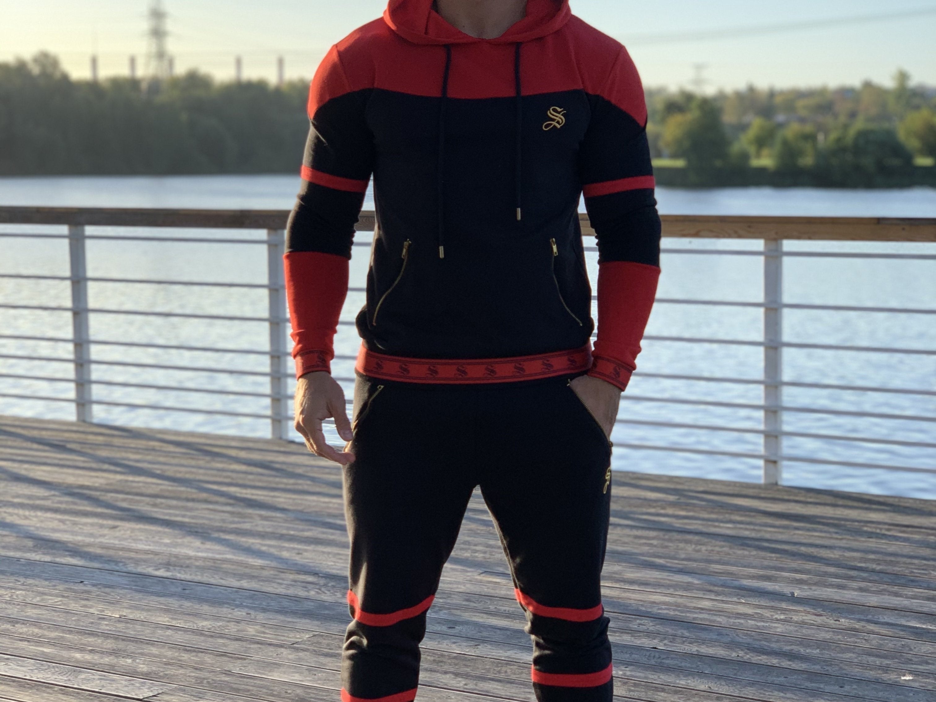 Futurity - Black/Red Hoodie for Men (PRE-ORDER DISPATCH DATE 25 September 2024) - Sarman Fashion - Wholesale Clothing Fashion Brand for Men from Canada