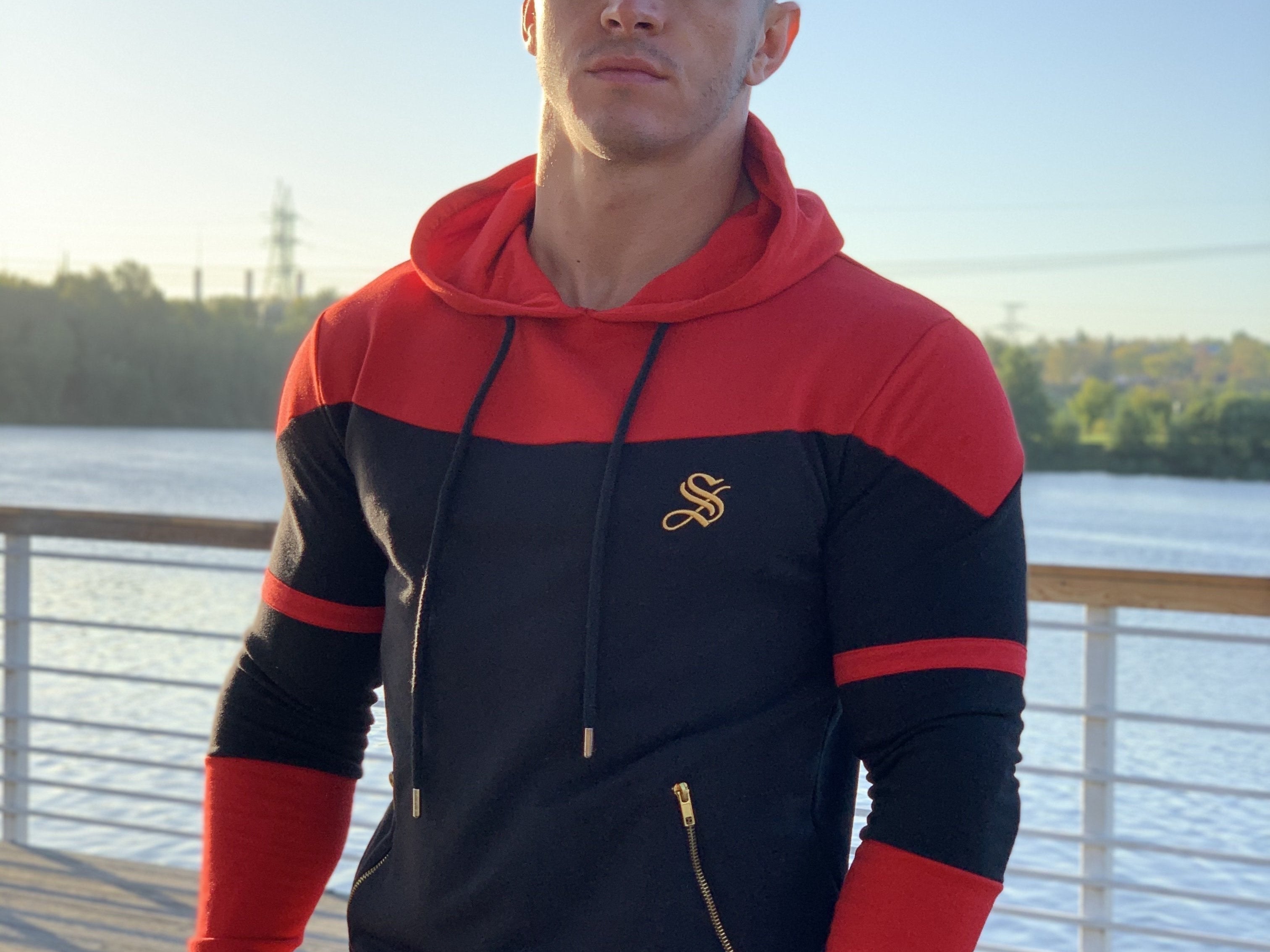 Futurity - Black/Red Hoodie for Men (PRE-ORDER DISPATCH DATE 25 September 2024) - Sarman Fashion - Wholesale Clothing Fashion Brand for Men from Canada