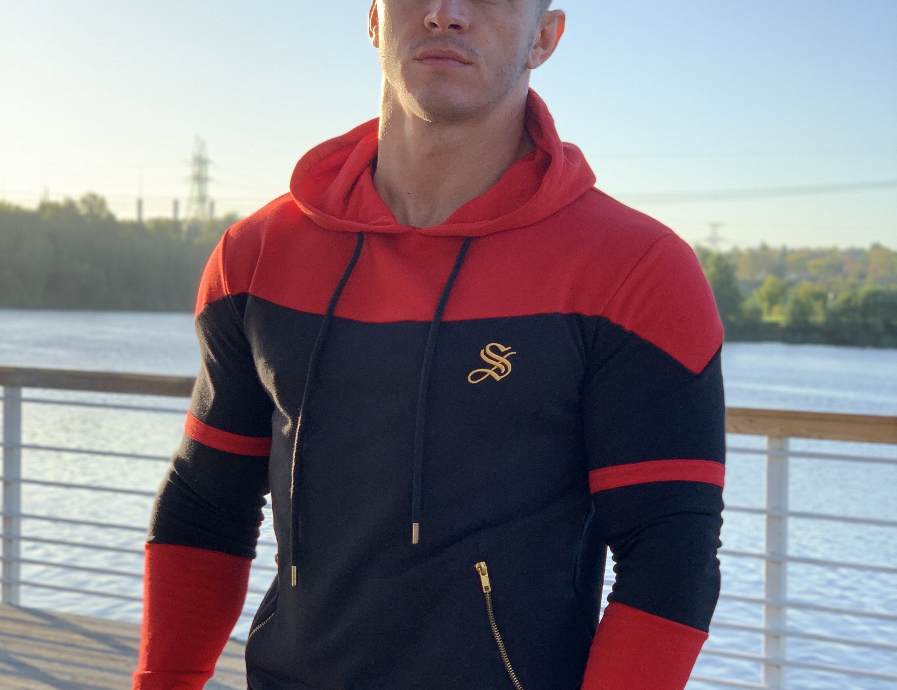 Futurity - Black/Red Hoodie for Men (PRE-ORDER DISPATCH DATE 25 September 2024) - Sarman Fashion - Wholesale Clothing Fashion Brand for Men from Canada