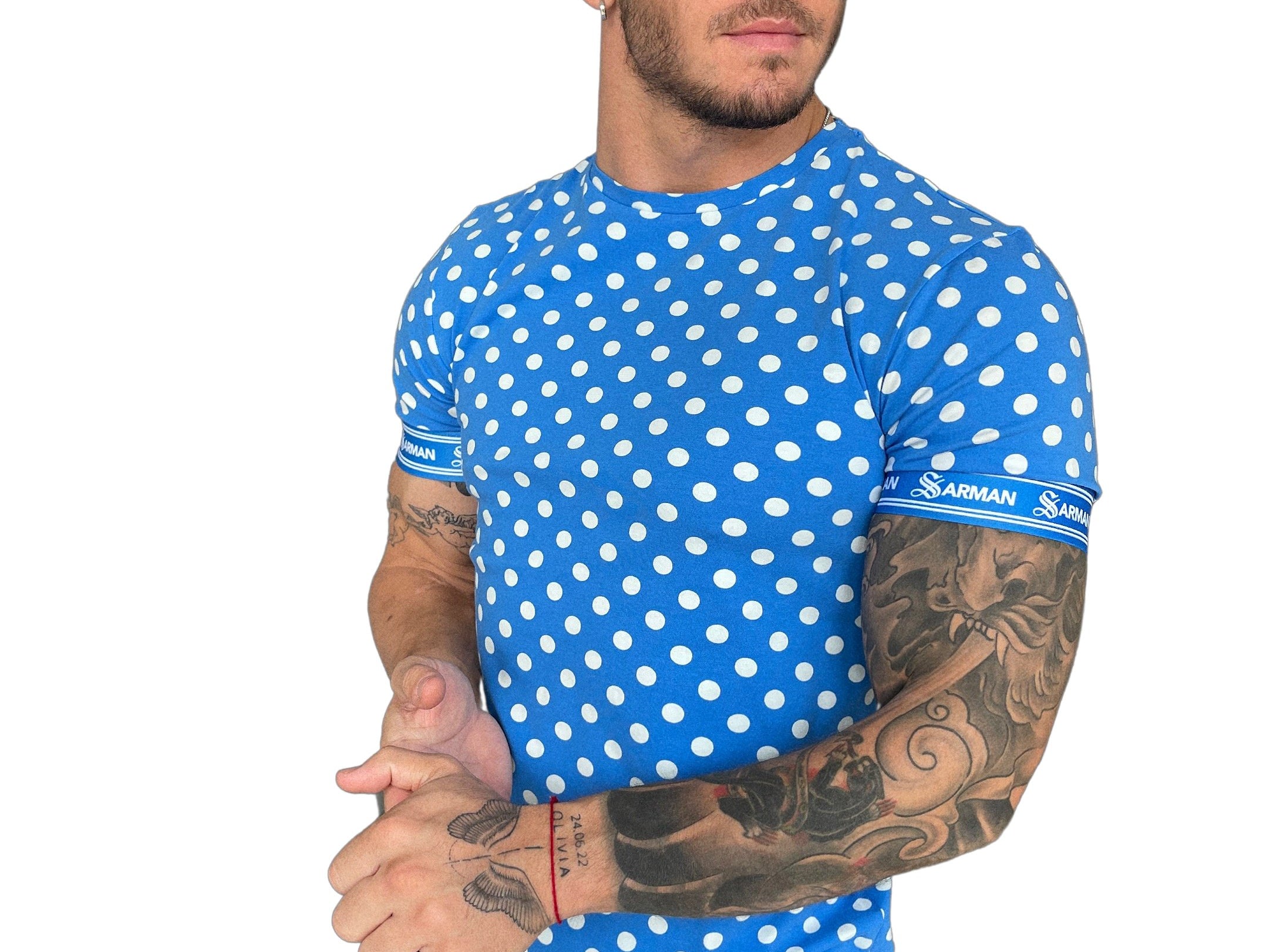 Garoshik - Blue T-shirt for Men - Sarman Fashion - Wholesale Clothing Fashion Brand for Men from Canada