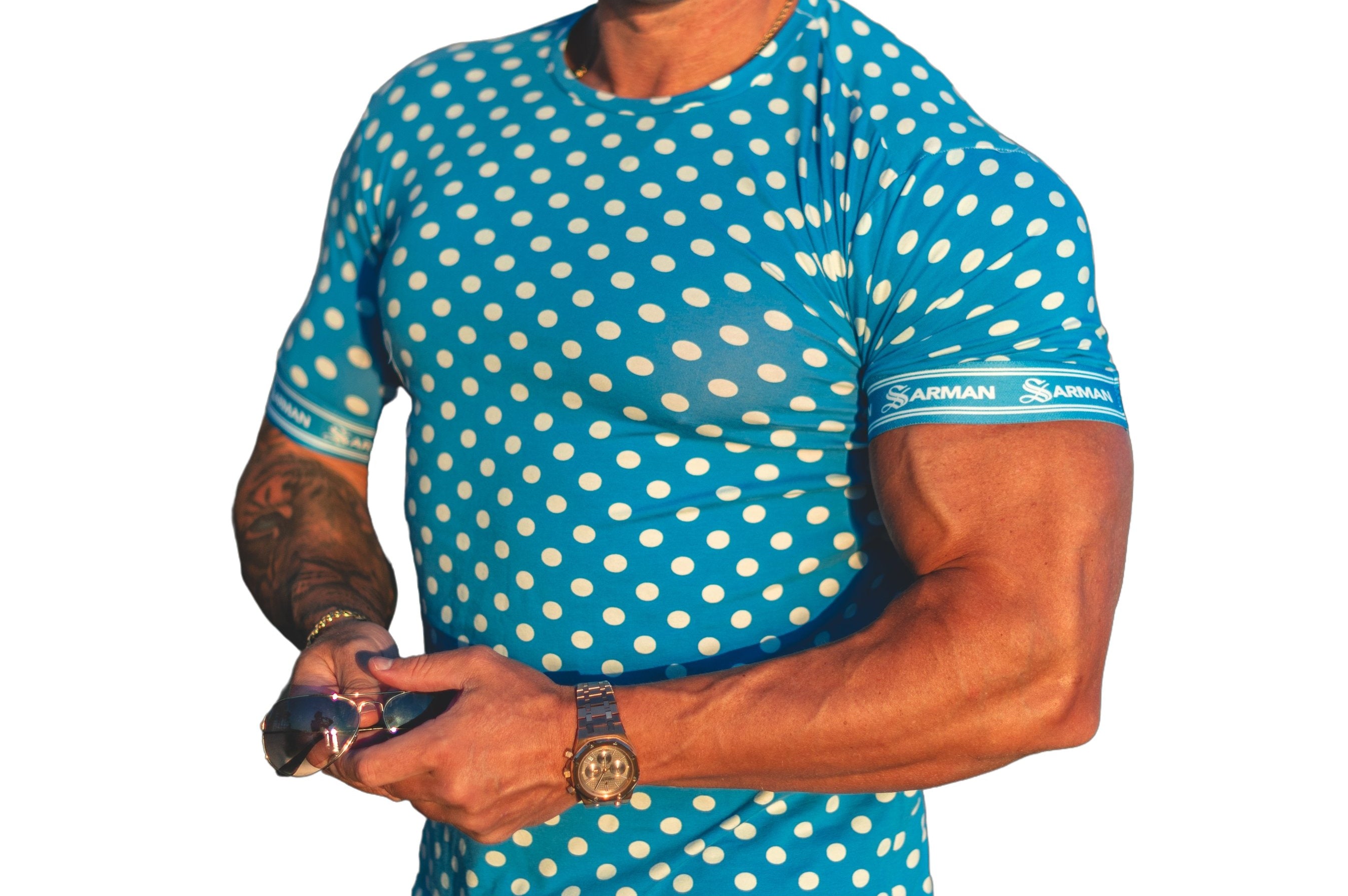 Garoshik - Blue T-shirt for Men - Sarman Fashion - Wholesale Clothing Fashion Brand for Men from Canada