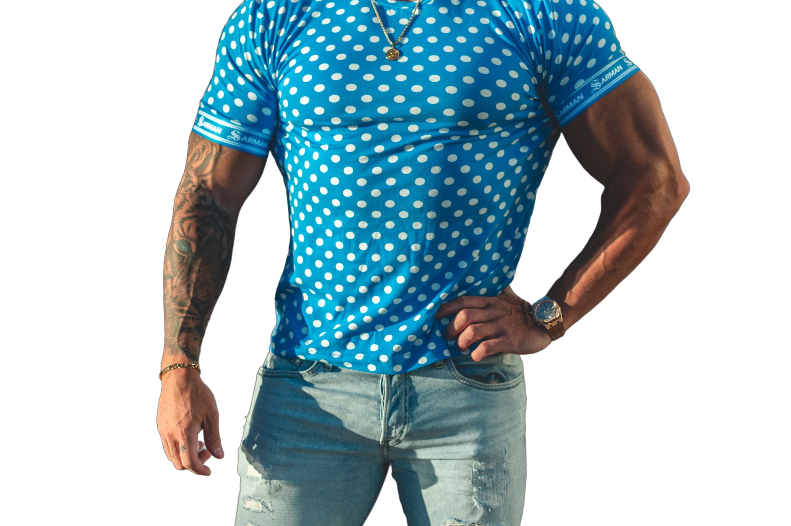 Garoshik - Blue T-shirt for Men - Sarman Fashion - Wholesale Clothing Fashion Brand for Men from Canada