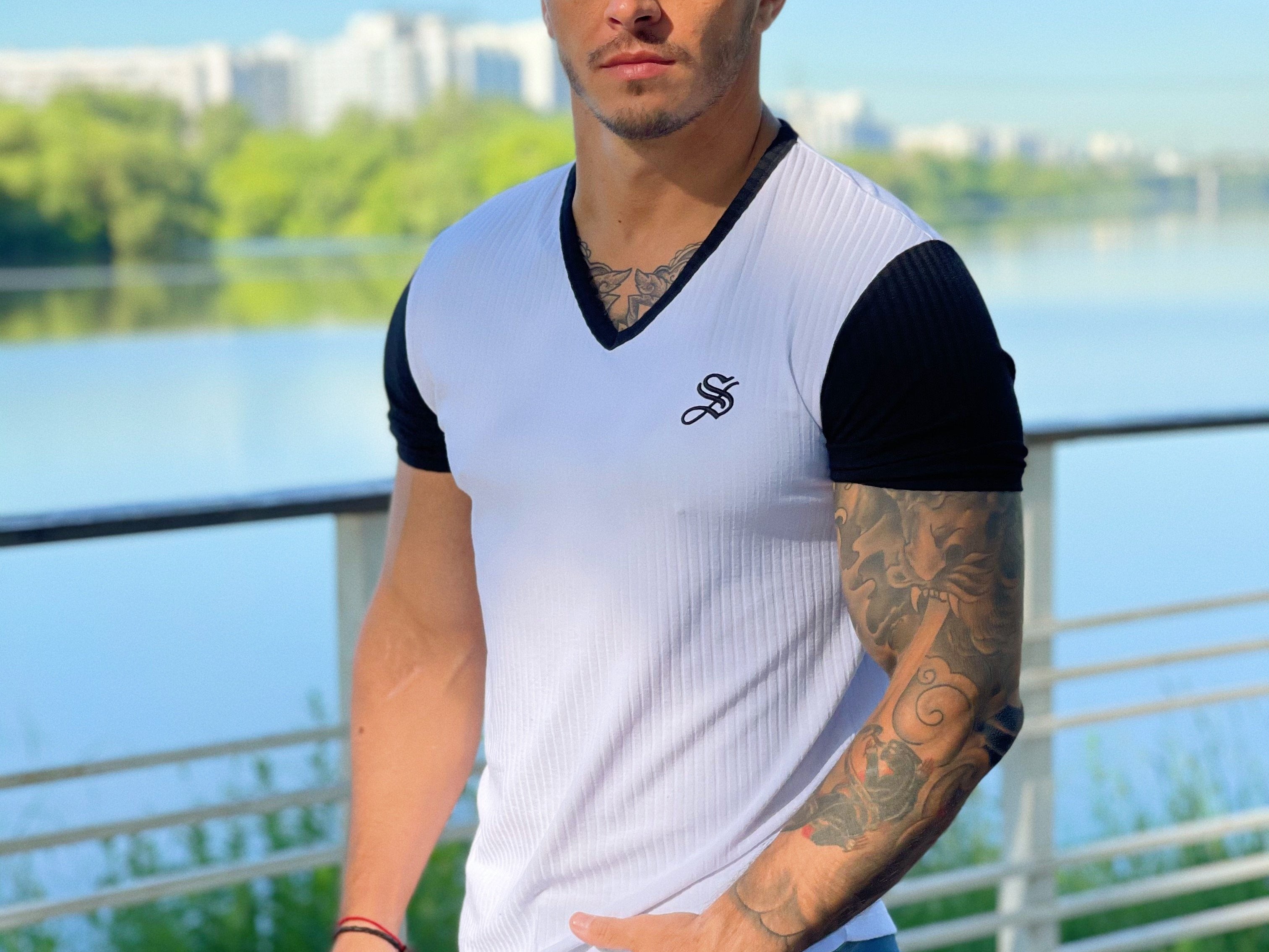 Gentlement - White T-shirt for Men - Sarman Fashion - Wholesale Clothing Fashion Brand for Men from Canada
