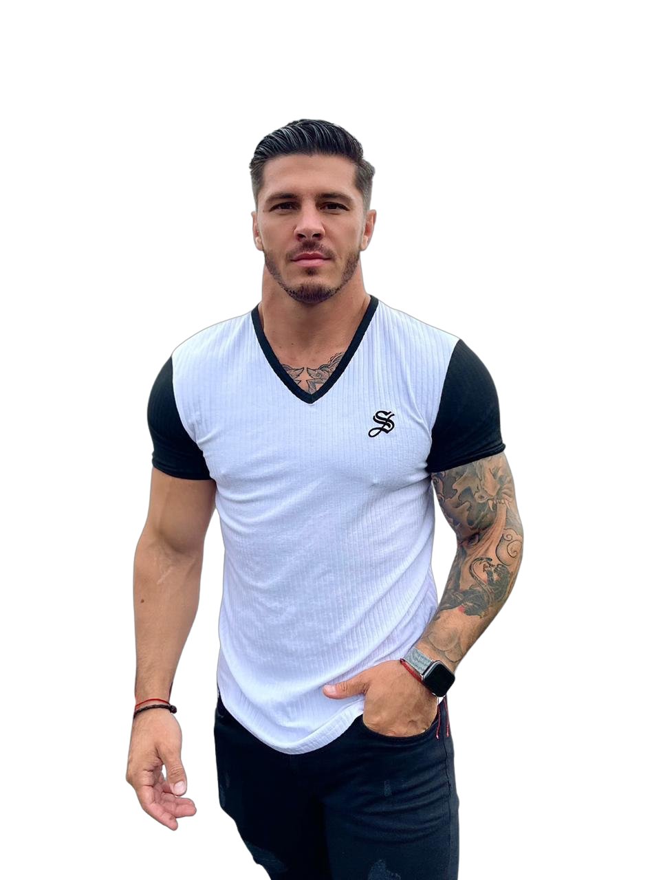 Gentlement - White T-shirt for Men - Sarman Fashion - Wholesale Clothing Fashion Brand for Men from Canada