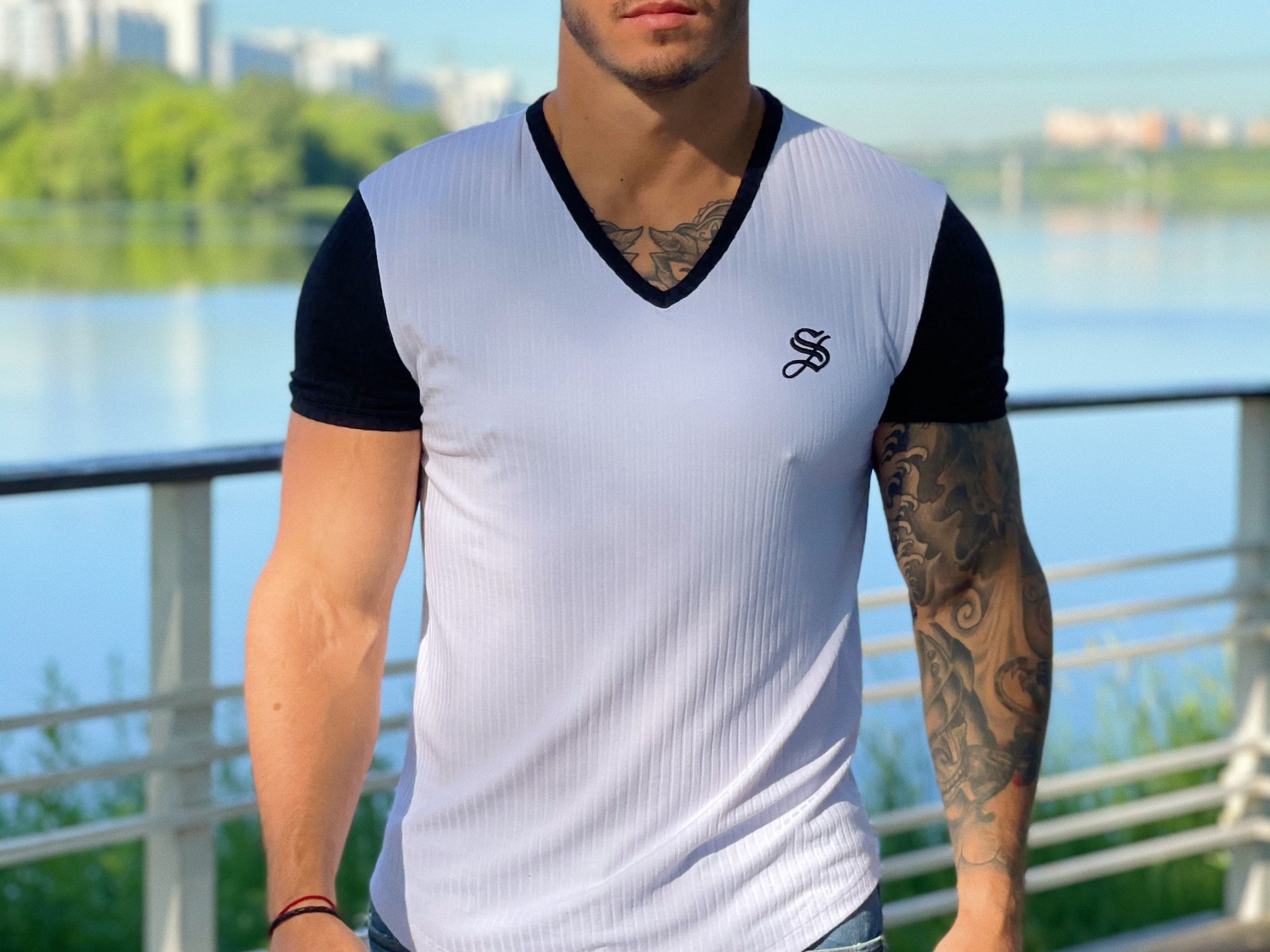 Gentlement - White T-shirt for Men - Sarman Fashion - Wholesale Clothing Fashion Brand for Men from Canada