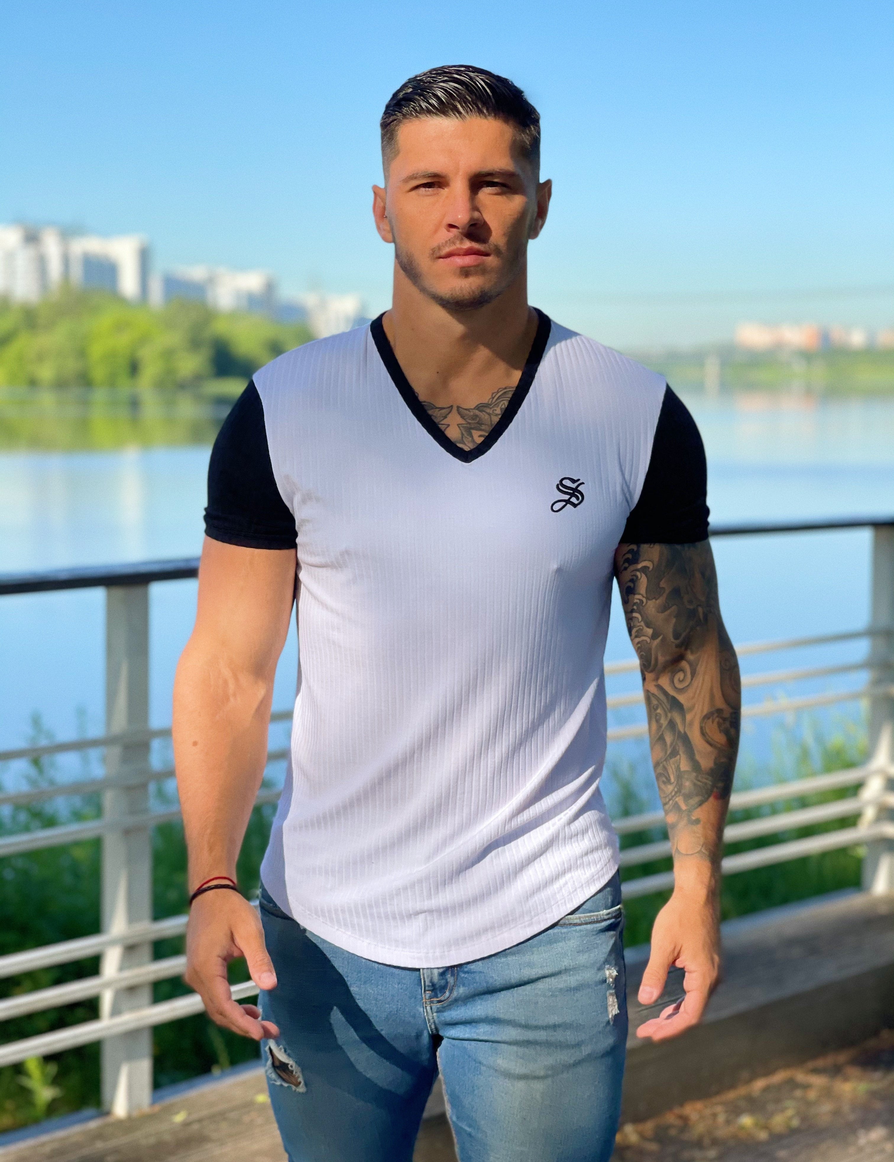 Gentlement - White T-shirt for Men - Sarman Fashion - Wholesale Clothing Fashion Brand for Men from Canada