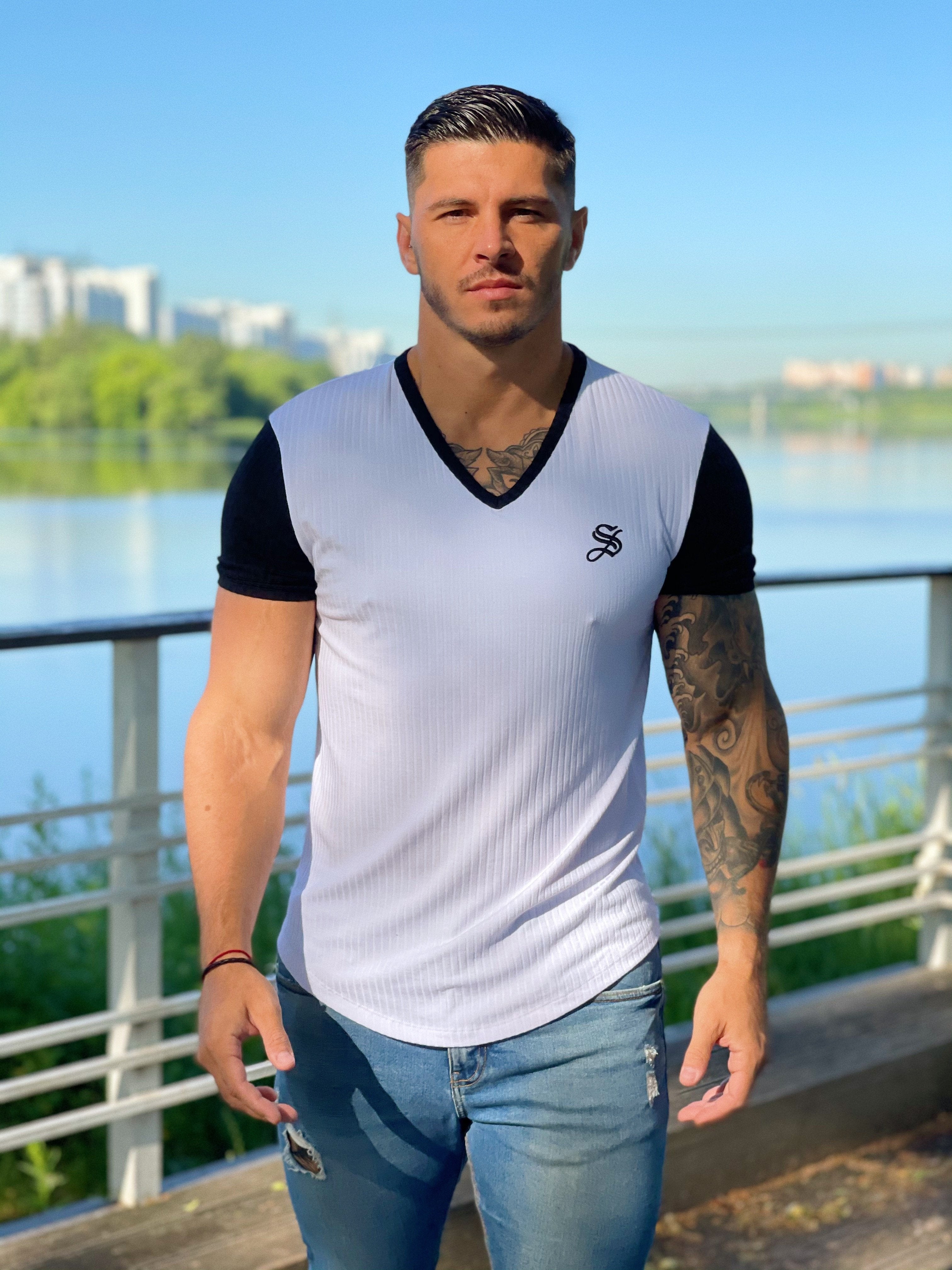 Gentlement - White T-shirt for Men - Sarman Fashion - Wholesale Clothing Fashion Brand for Men from Canada