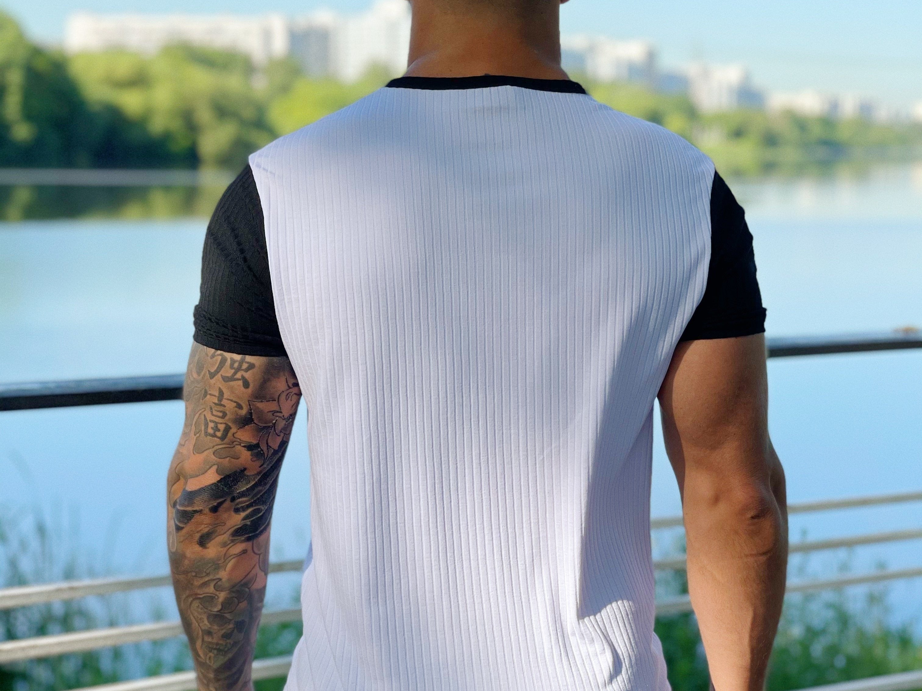 Gentlement - White T-shirt for Men - Sarman Fashion - Wholesale Clothing Fashion Brand for Men from Canada