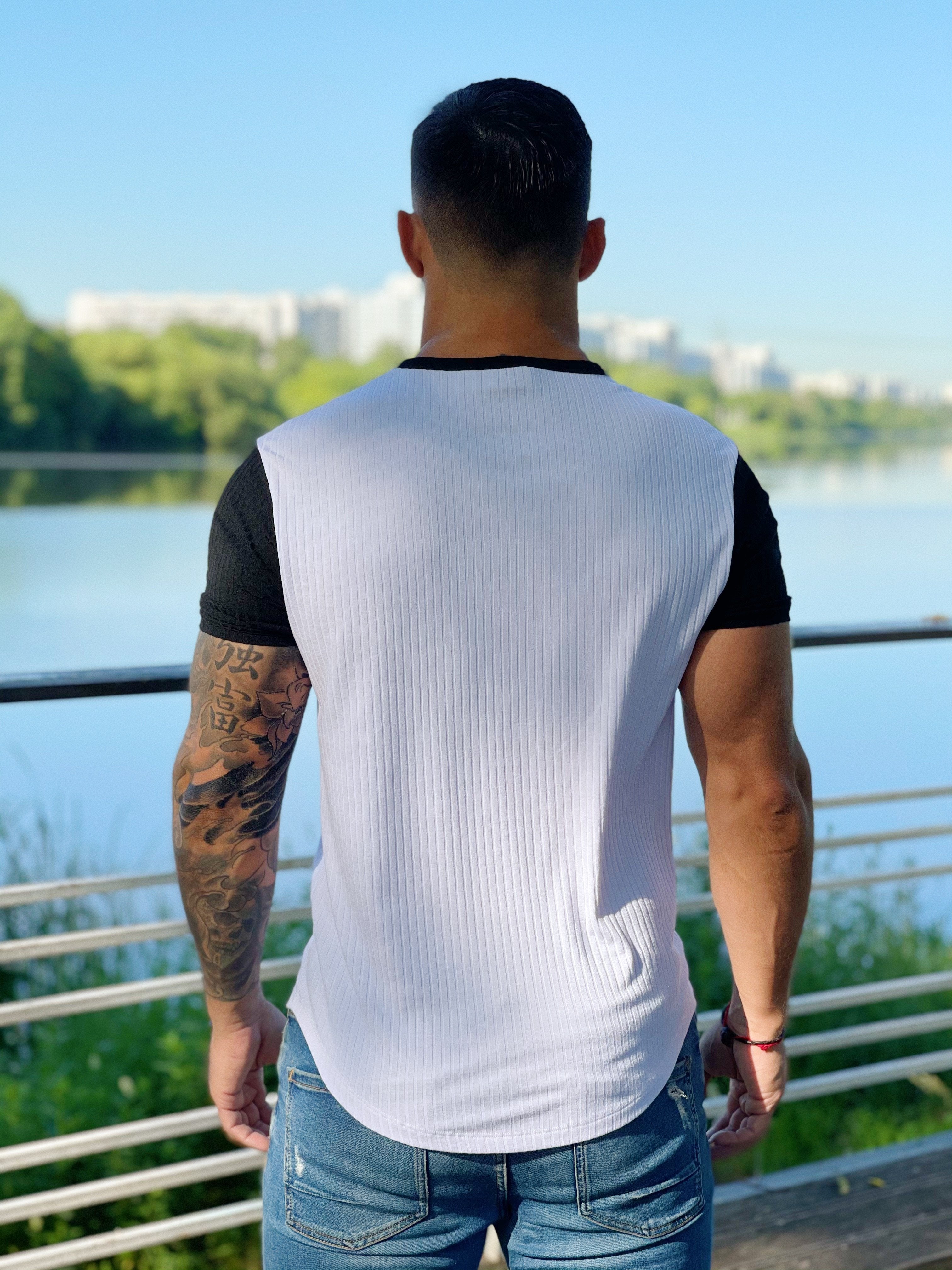 Gentlement - White T-shirt for Men - Sarman Fashion - Wholesale Clothing Fashion Brand for Men from Canada