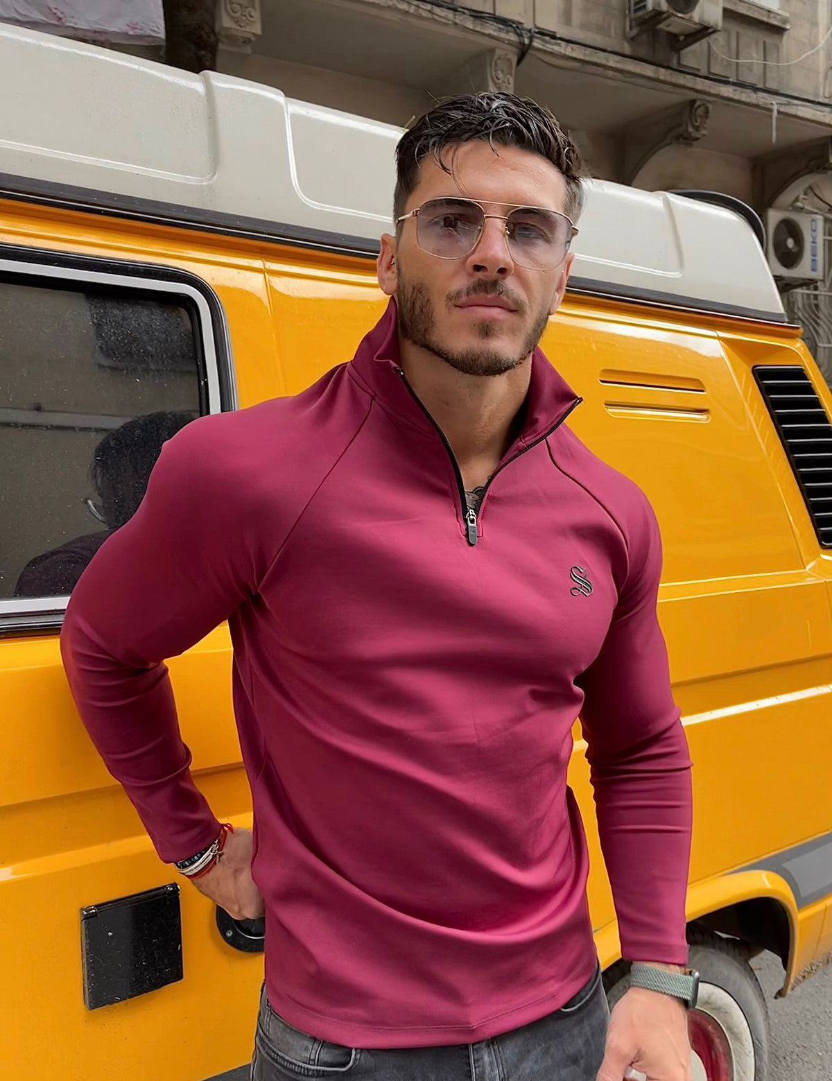 Glamordy - Burgundy Long Sleeves Top for Men (PRE-ORDER DISPATCH DATE 25 DECEMBER 2021) - Sarman Fashion - Wholesale Clothing Fashion Brand for Men from Canada