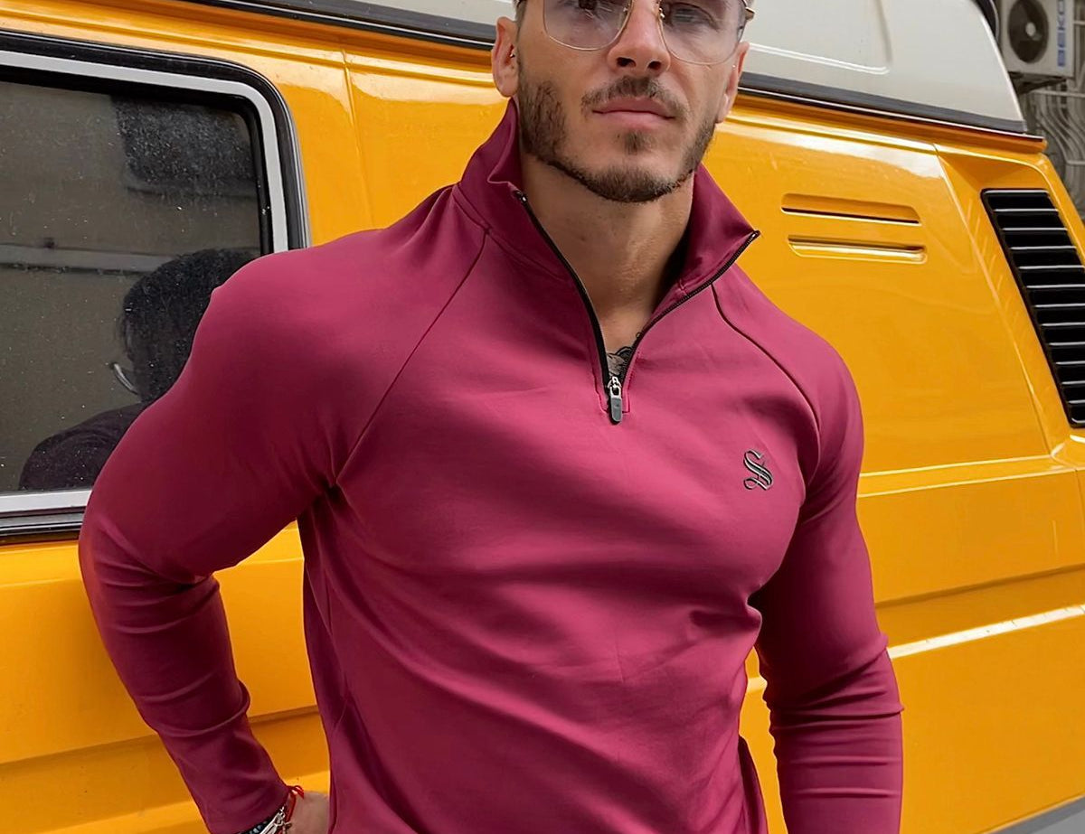 Glamordy - Burgundy Long Sleeves Top for Men (PRE-ORDER DISPATCH DATE 25 DECEMBER 2021) - Sarman Fashion - Wholesale Clothing Fashion Brand for Men from Canada