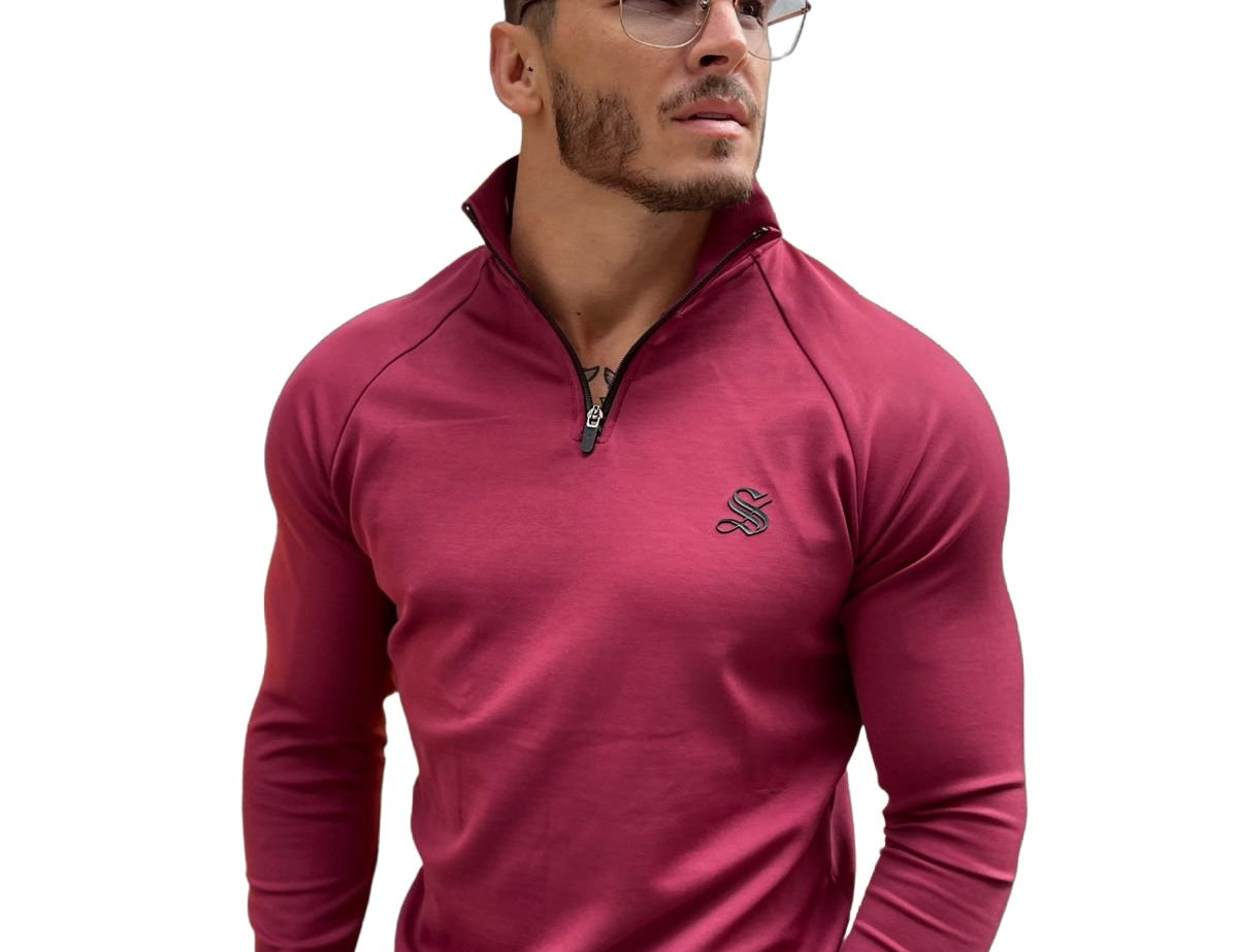 Glamordy - Burgundy Long Sleeves Top for Men (PRE-ORDER DISPATCH DATE 25 DECEMBER 2021) - Sarman Fashion - Wholesale Clothing Fashion Brand for Men from Canada