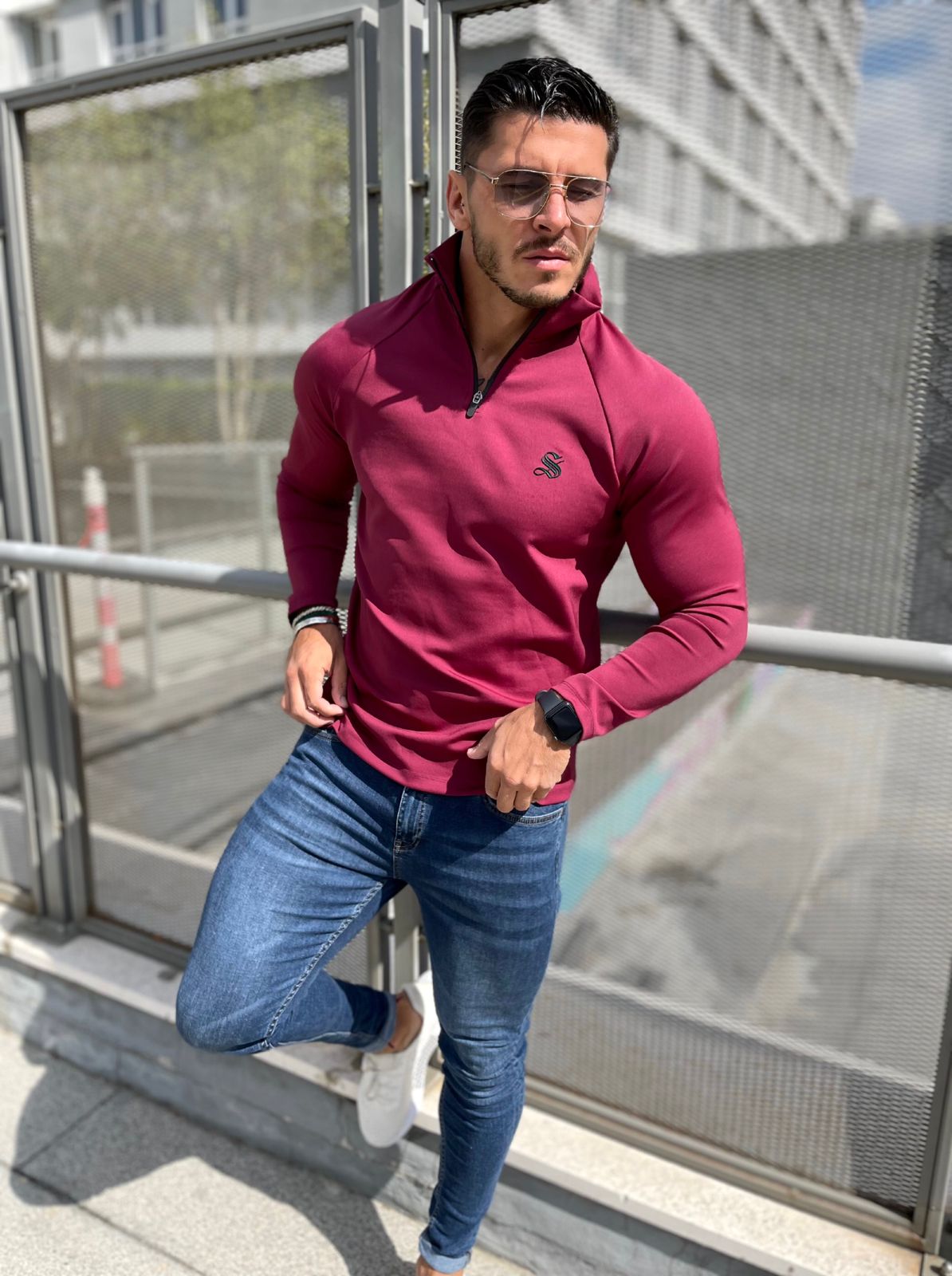 Glamordy - Burgundy Long Sleeves Top for Men (PRE-ORDER DISPATCH DATE 25 DECEMBER 2021) - Sarman Fashion - Wholesale Clothing Fashion Brand for Men from Canada