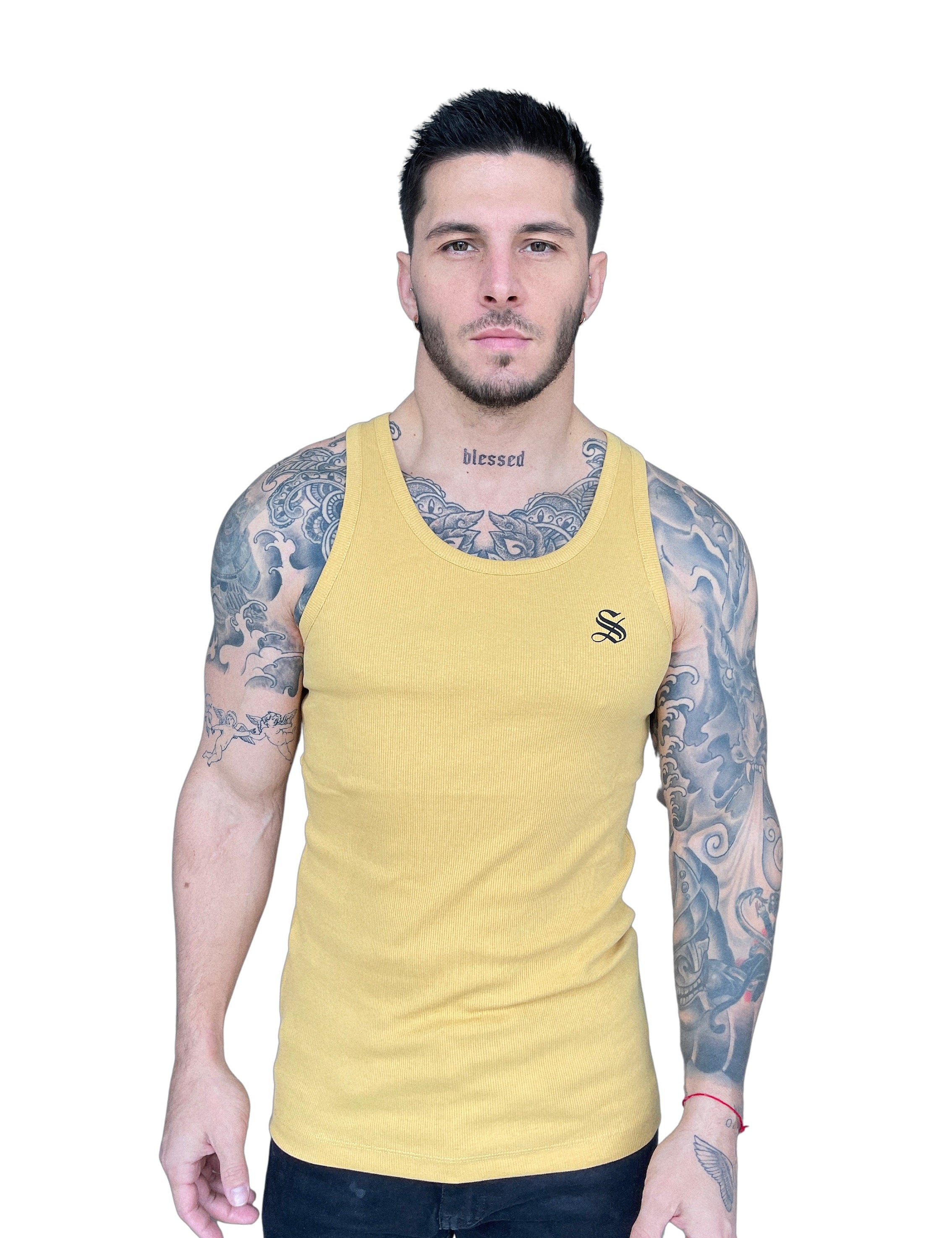 Godon - Gold Tank Top for Men - Sarman Fashion - Wholesale Clothing Fashion Brand for Men from Canada
