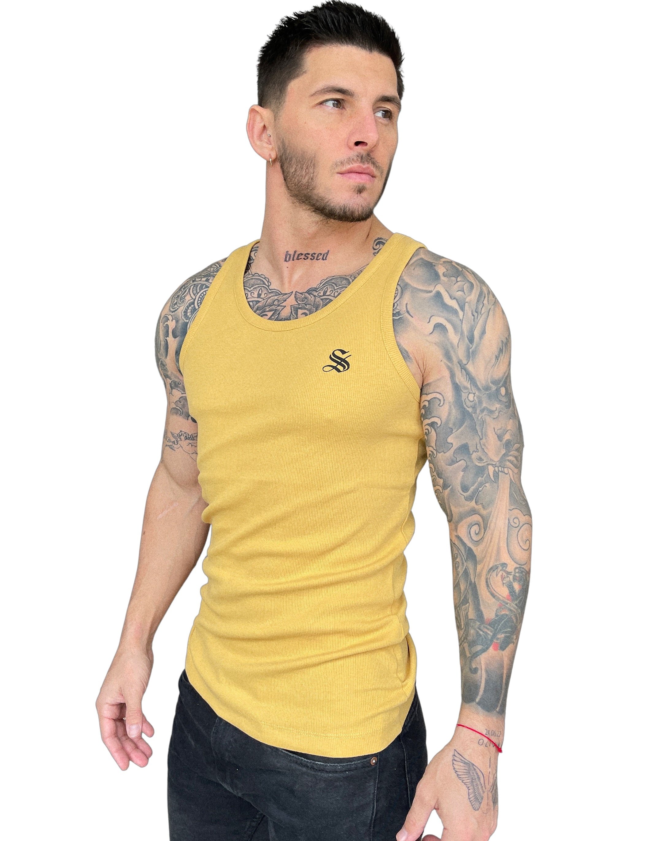 Godon - Gold Tank Top for Men - Sarman Fashion - Wholesale Clothing Fashion Brand for Men from Canada