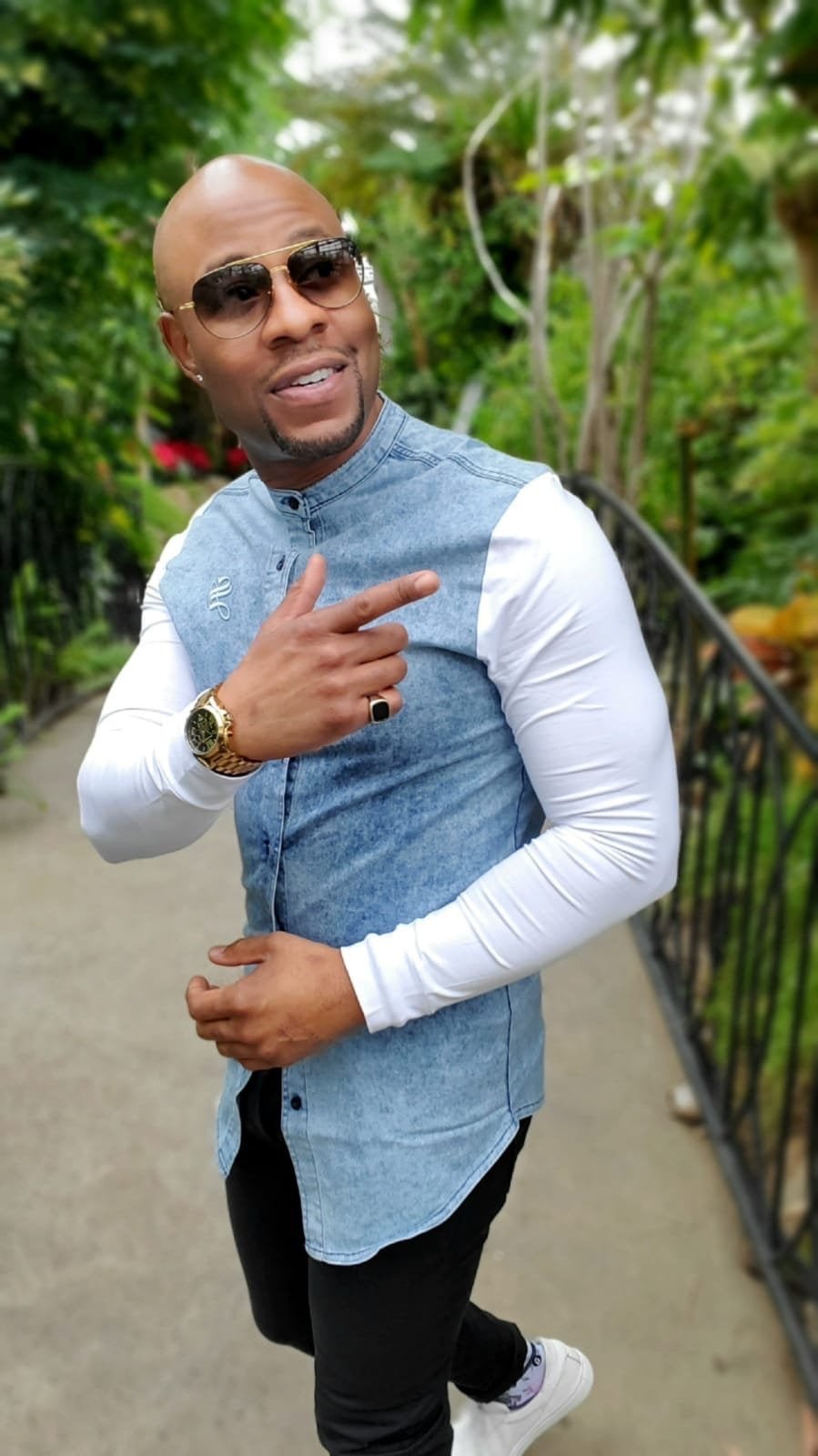God's Angel - Blue/White Long Sleeves Jeans Shirt for Men (PRE-ORDER DISPATCH DATE 25 September 2024) - Sarman Fashion - Wholesale Clothing Fashion Brand for Men from Canada