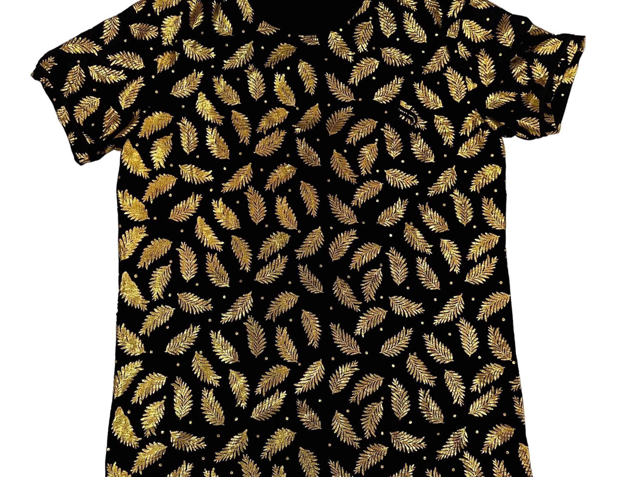 Golden Leaves Boy - Black Short Sleeves T-Shirt for Men (PRE-ORDER DISPATCH DATE 25 DECEMBER 2023) - Sarman Fashion - Wholesale Clothing Fashion Brand for Men from Canada