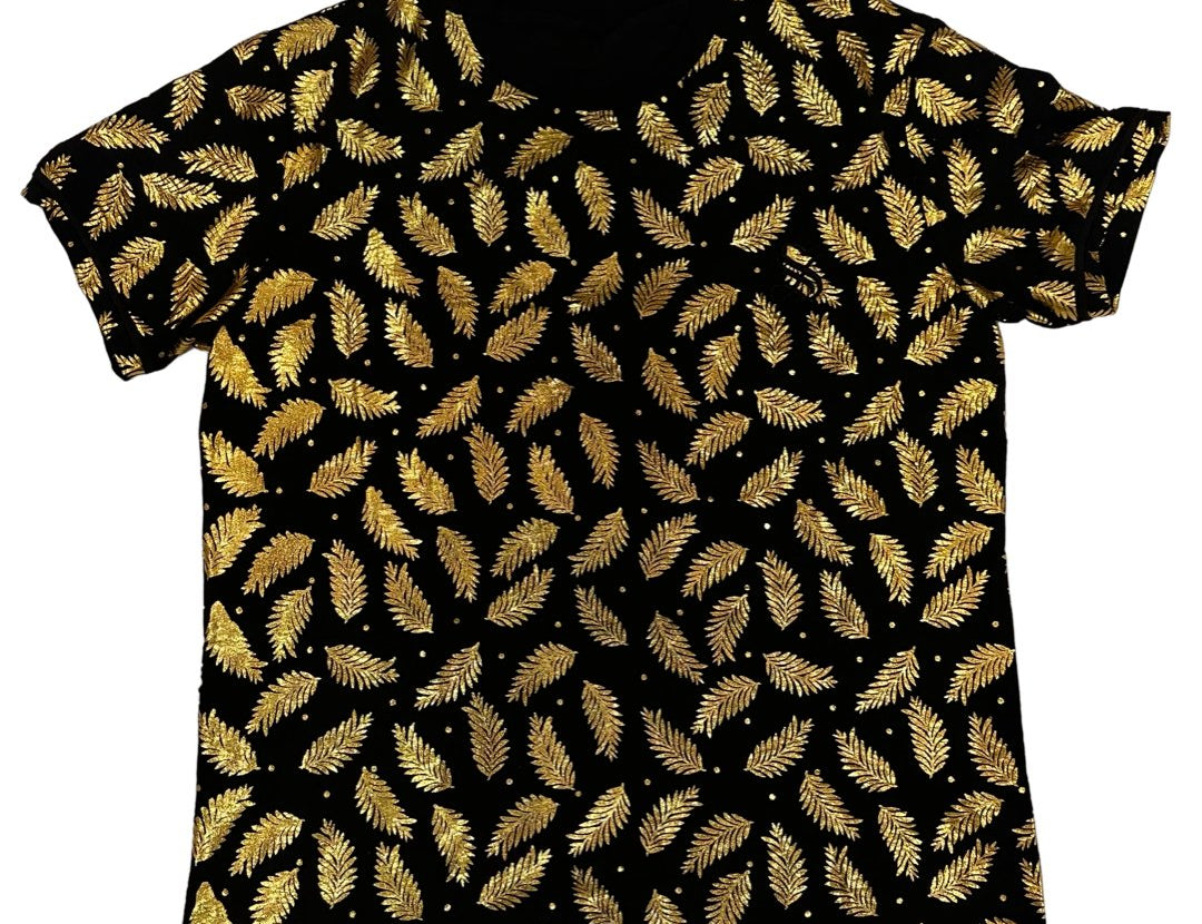 Golden Leaves Boy - Black Short Sleeves T-Shirt for Men (PRE-ORDER DISPATCH DATE 25 DECEMBER 2023) - Sarman Fashion - Wholesale Clothing Fashion Brand for Men from Canada