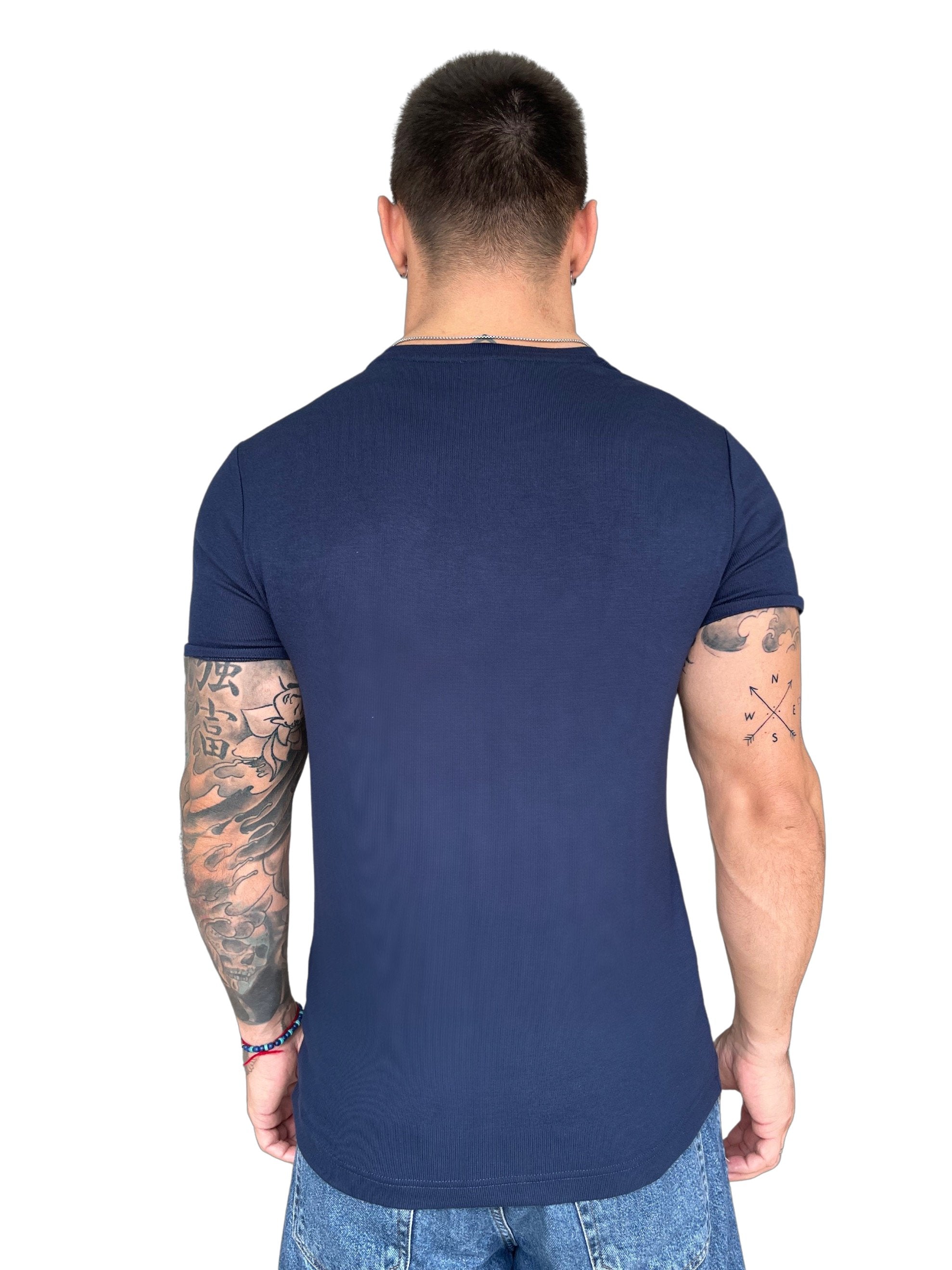 Gravenhage - Blue T-Shirt for Men - Sarman Fashion - Wholesale Clothing Fashion Brand for Men from Canada