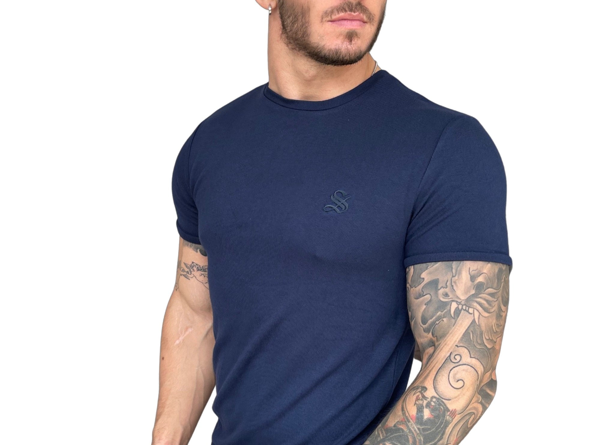 Gravenhage - Blue T-Shirt for Men - Sarman Fashion - Wholesale Clothing Fashion Brand for Men from Canada