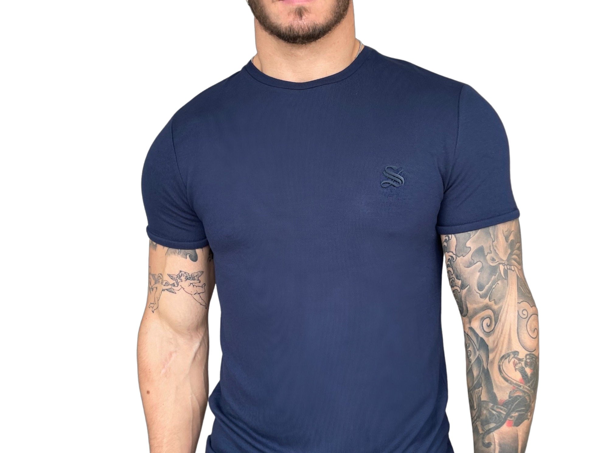 Gravenhage - Blue T-Shirt for Men - Sarman Fashion - Wholesale Clothing Fashion Brand for Men from Canada