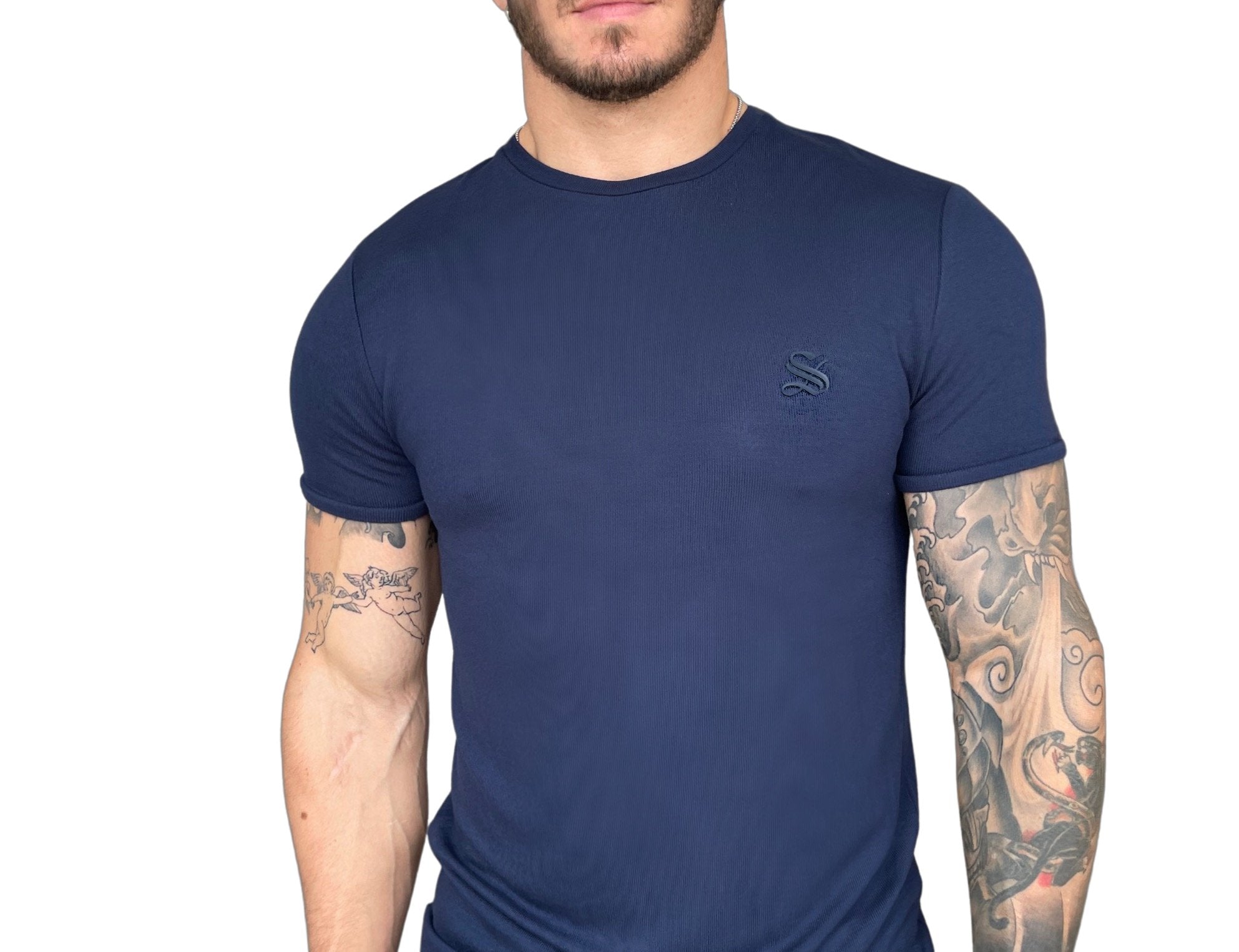 Gravenhage - Blue T-Shirt for Men - Sarman Fashion - Wholesale Clothing Fashion Brand for Men from Canada